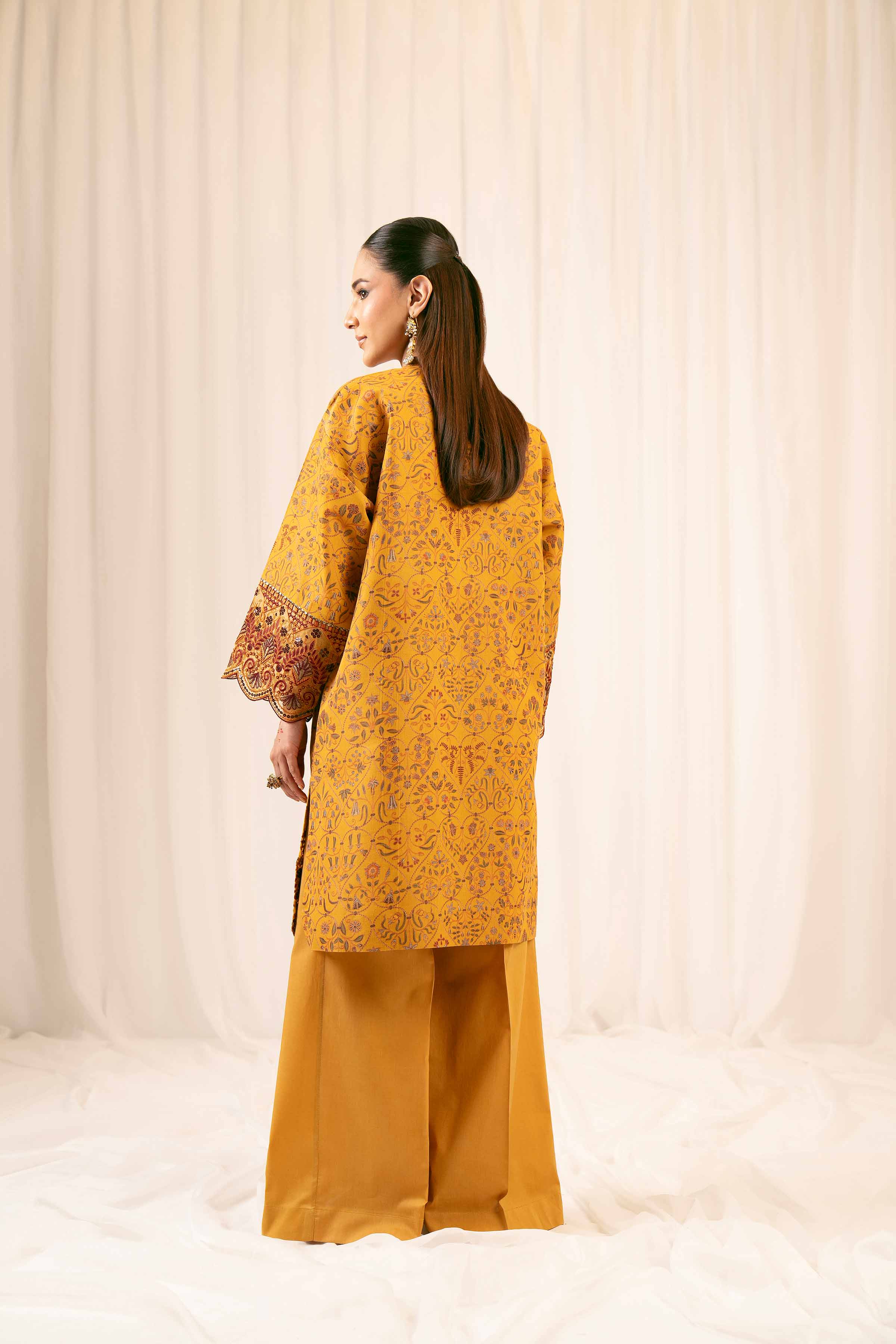 NishatUK - Mustard Embroidered Jacquard 2-piece ready to wear Dress
