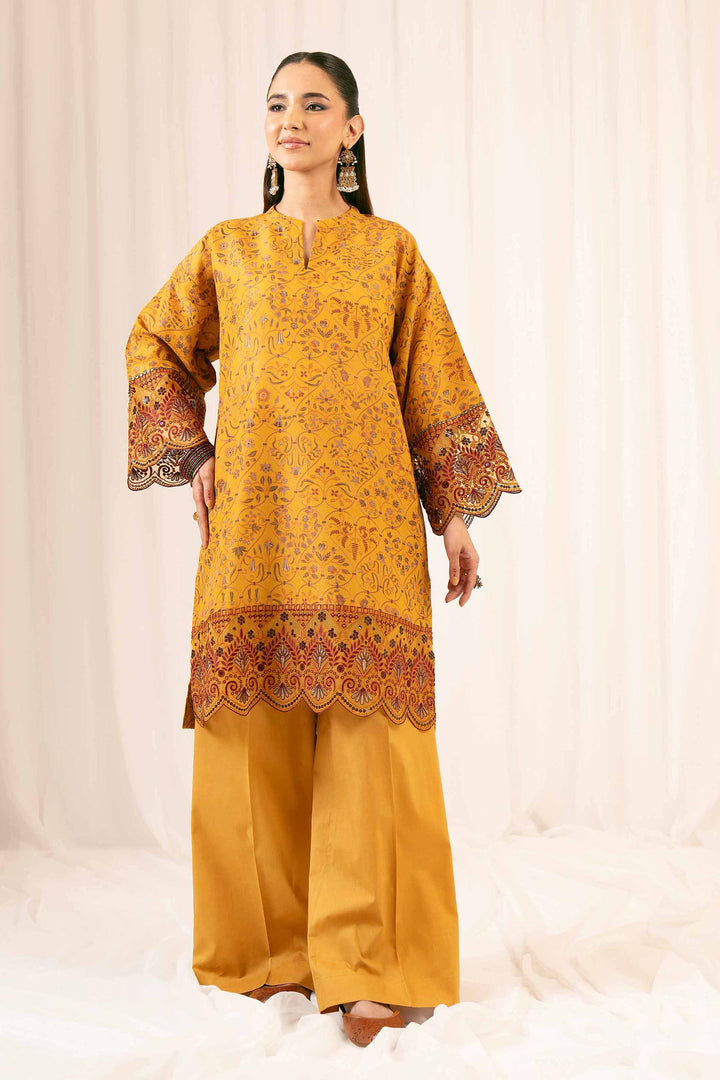 NishatUK - Mustard Embroidered Jacquard 2-piece ready to wear Dress