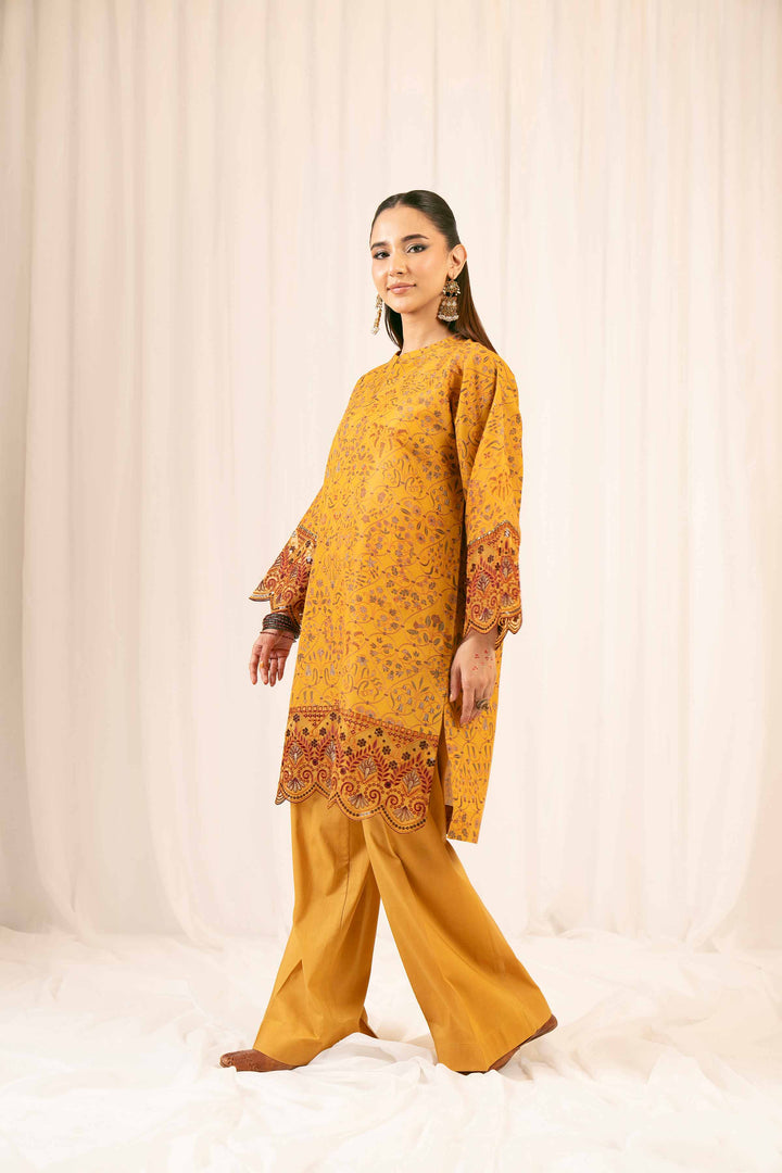NishatUK - Mustard Embroidered Jacquard 2-piece ready to wear Dress