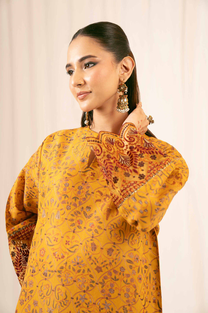 NishatUK - Mustard Embroidered Jacquard 2-piece ready to wear Dress