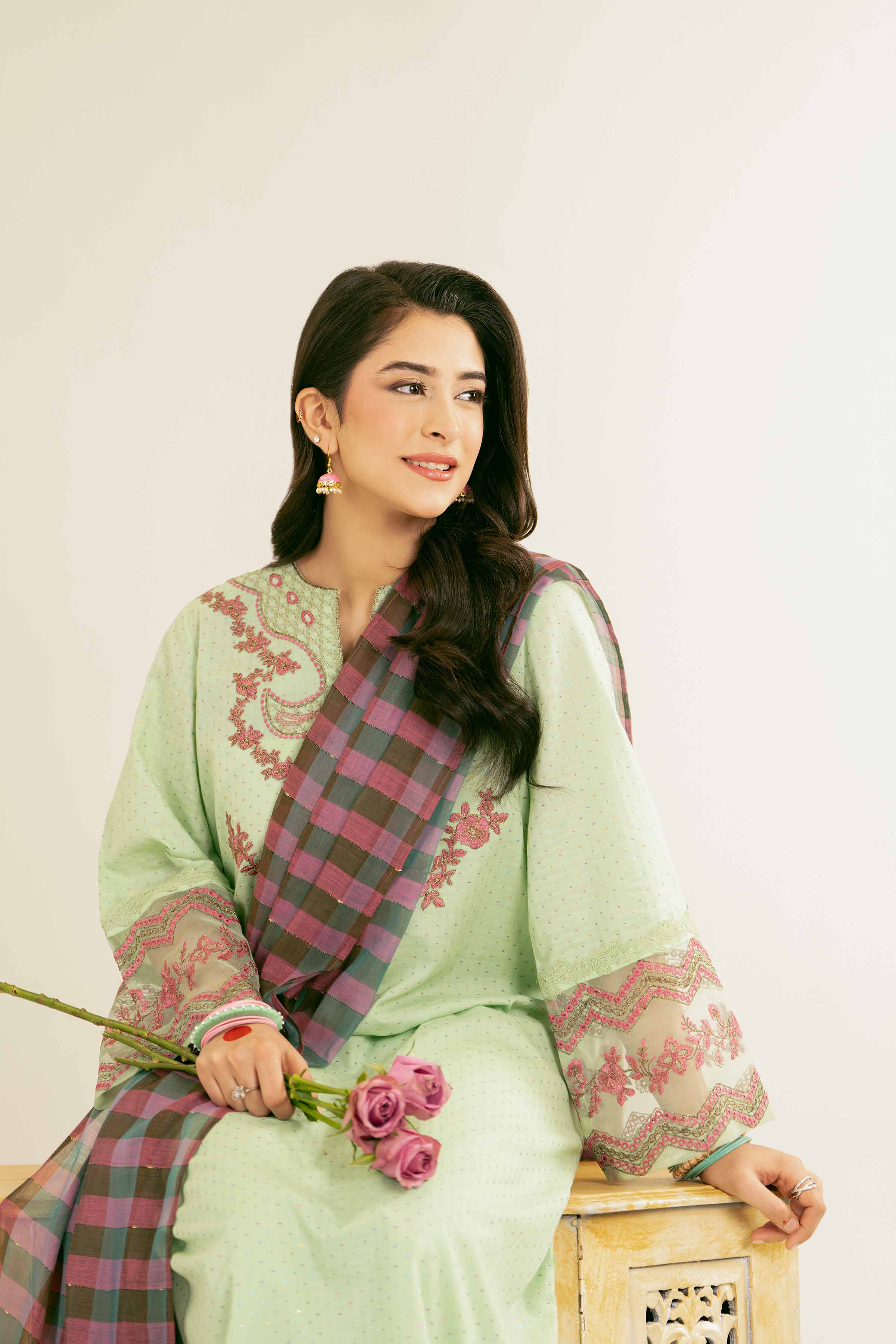 NishatUK - Brown Embroidered  Jacquard 3-piece ready to wear Suit