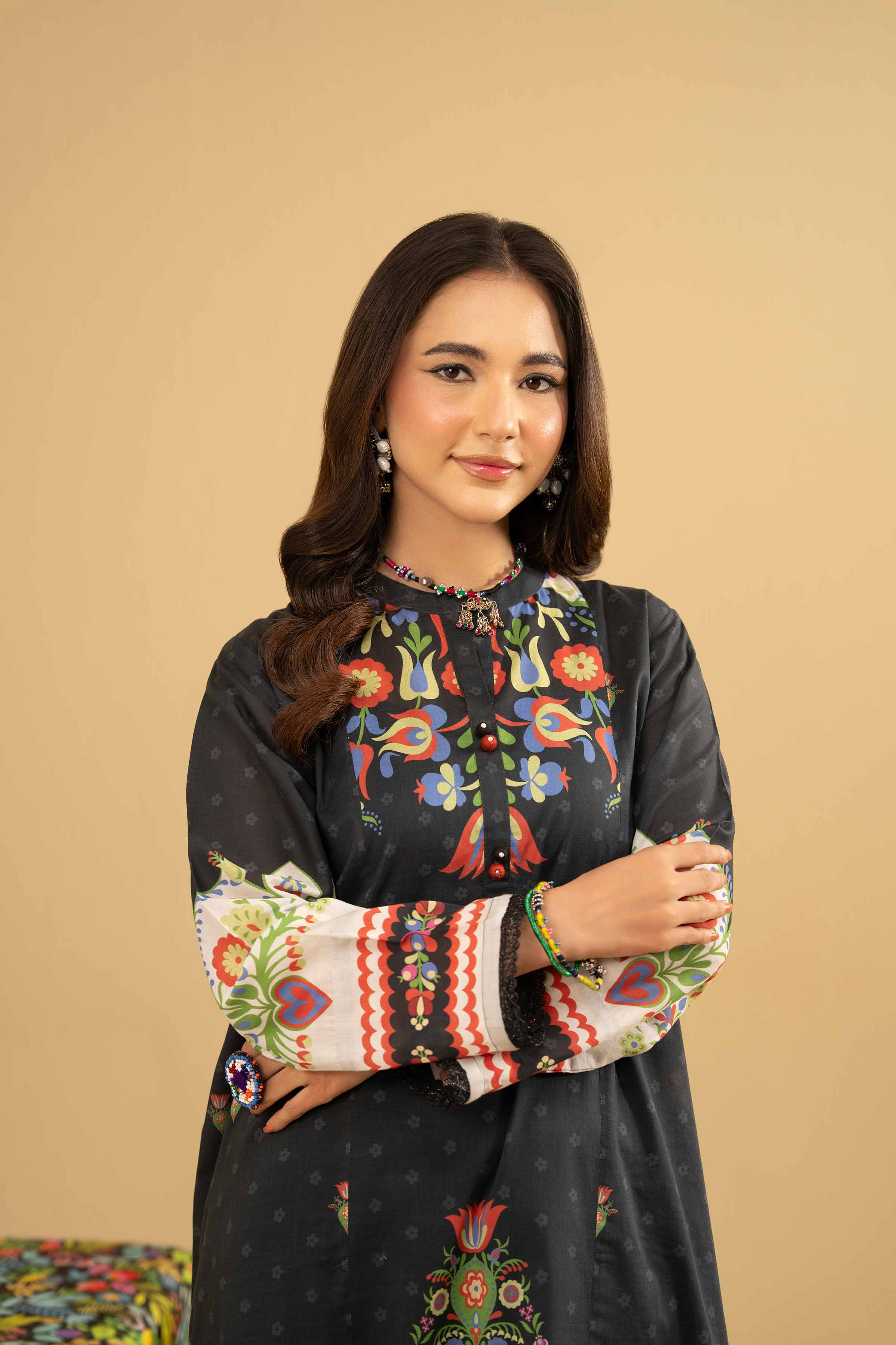 NishatUK - Black  Printed  Lawn 1-piece ready to wear Shirt
