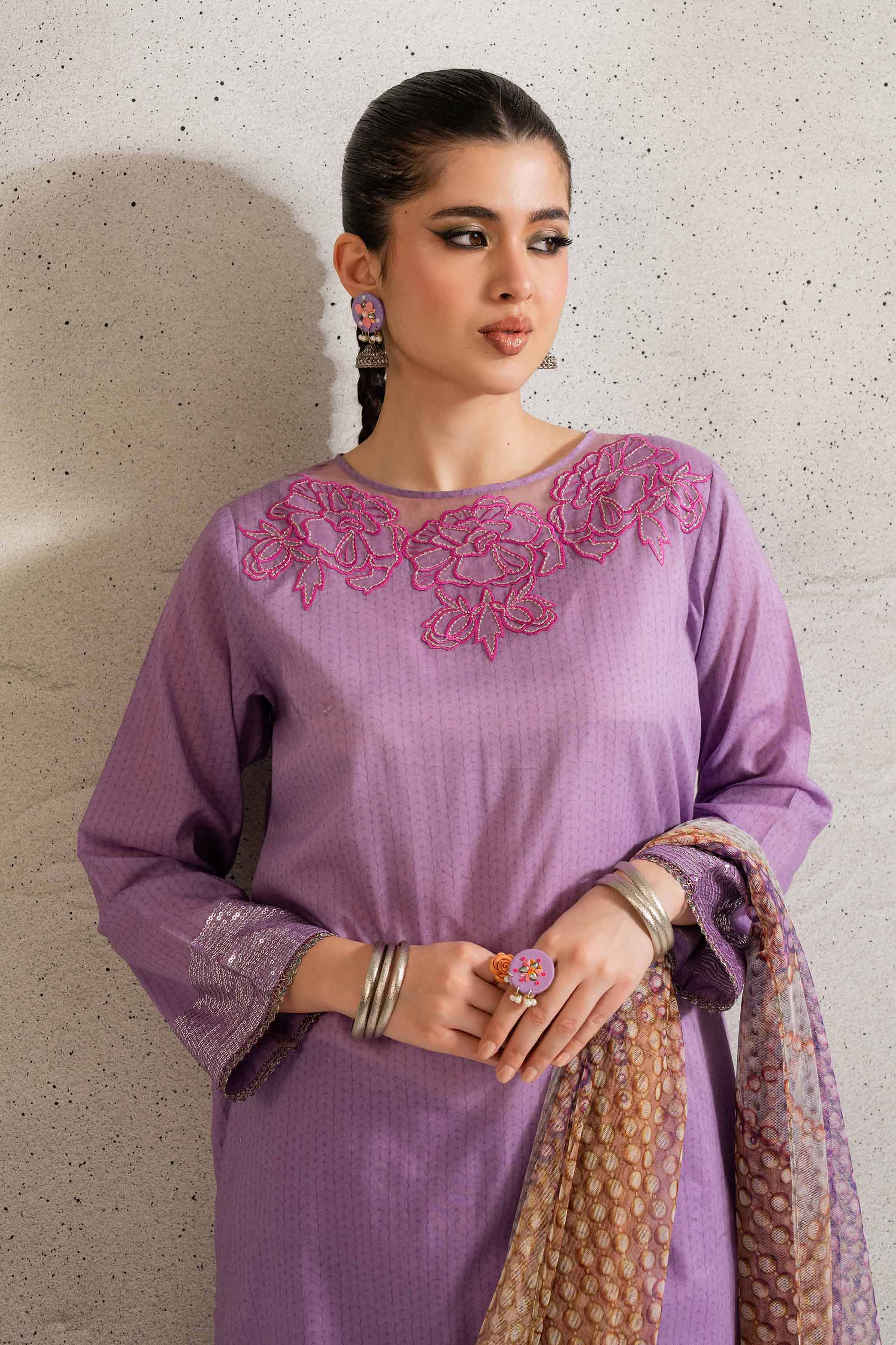 NishatUK - Brown Embroidered  Lawn 3-piece ready to wear Suit