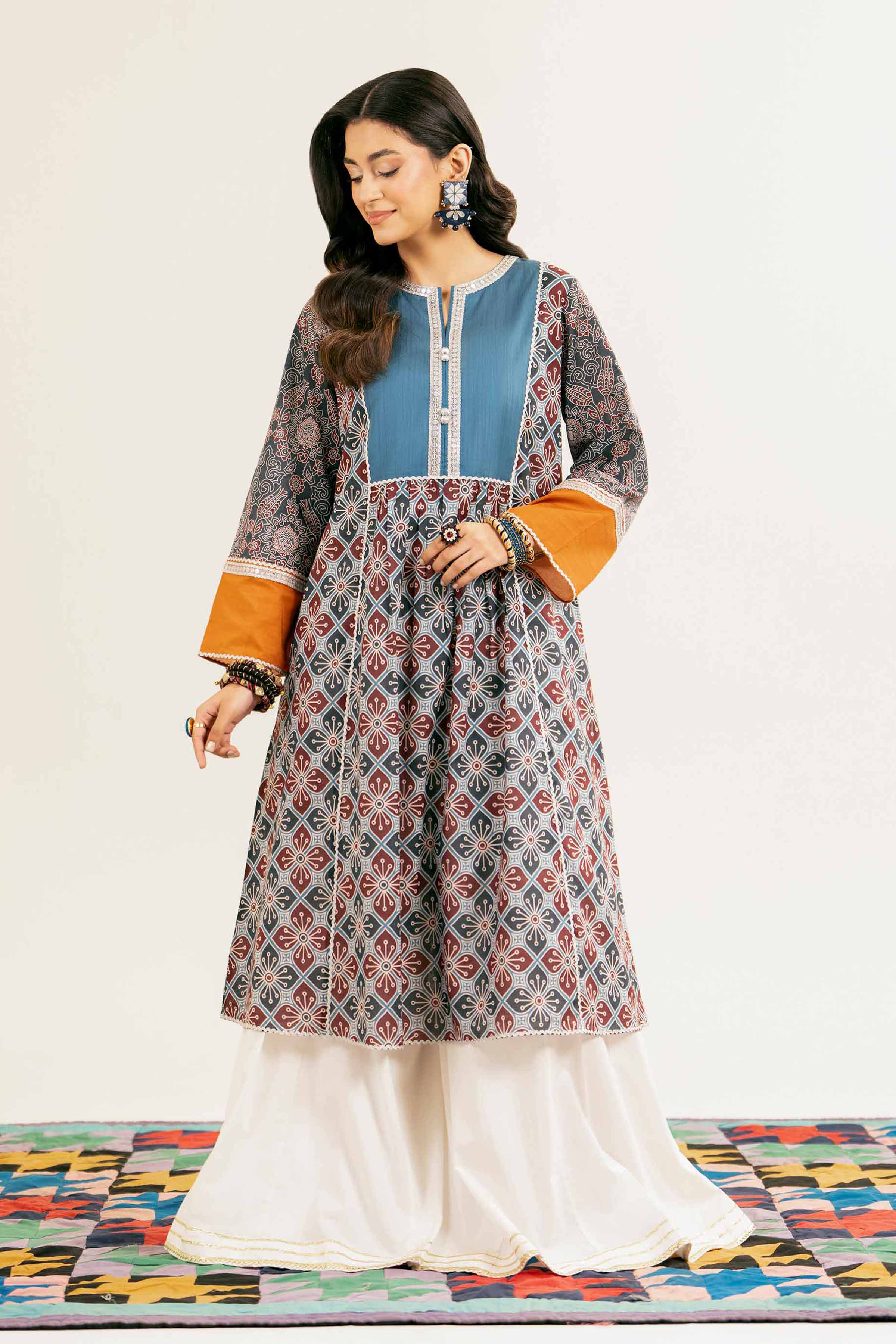 NishatUK - Brown Printed Lawn 1-piece ready to wear Shirt