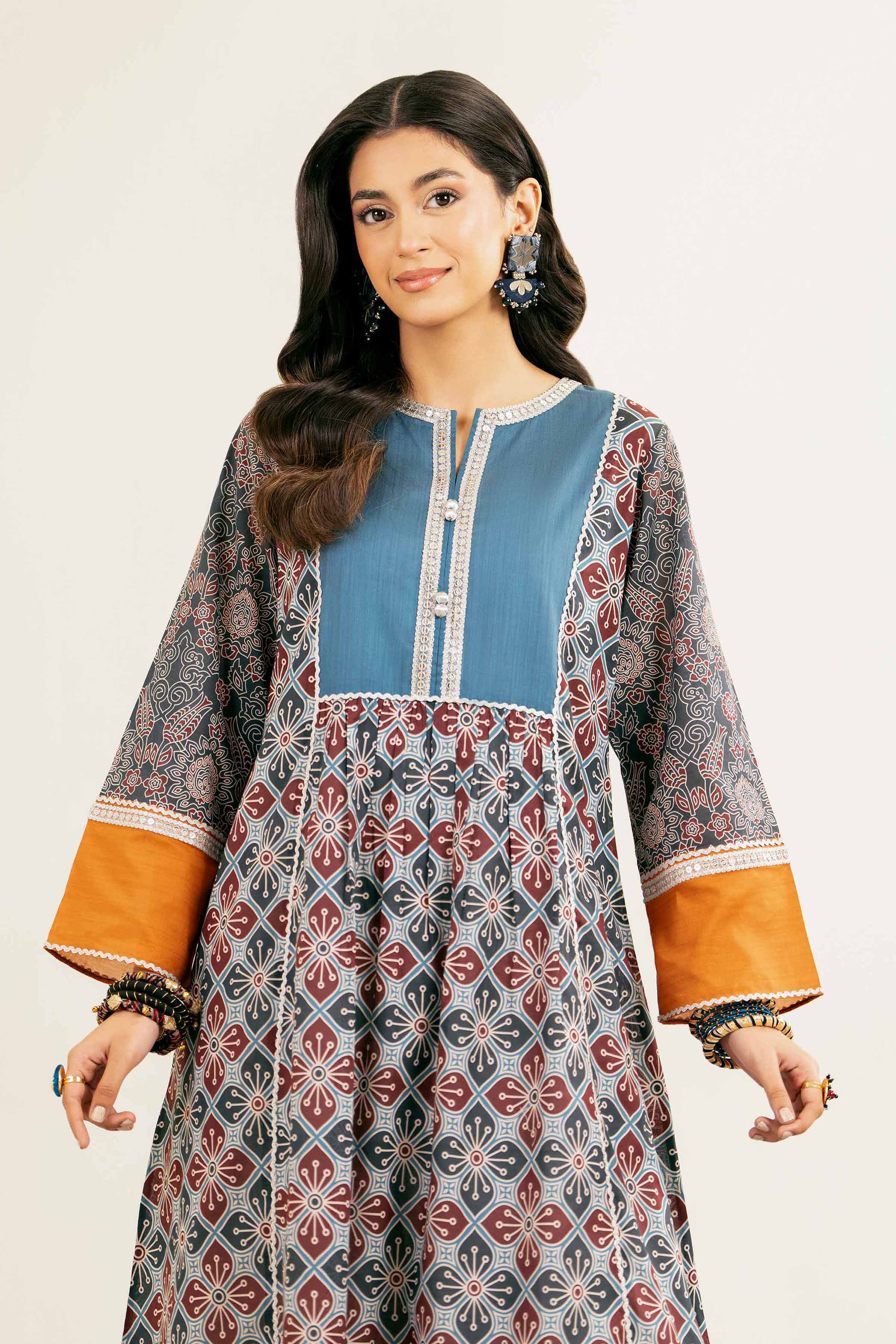 NishatUK - Brown Printed Lawn 1-piece ready to wear Shirt