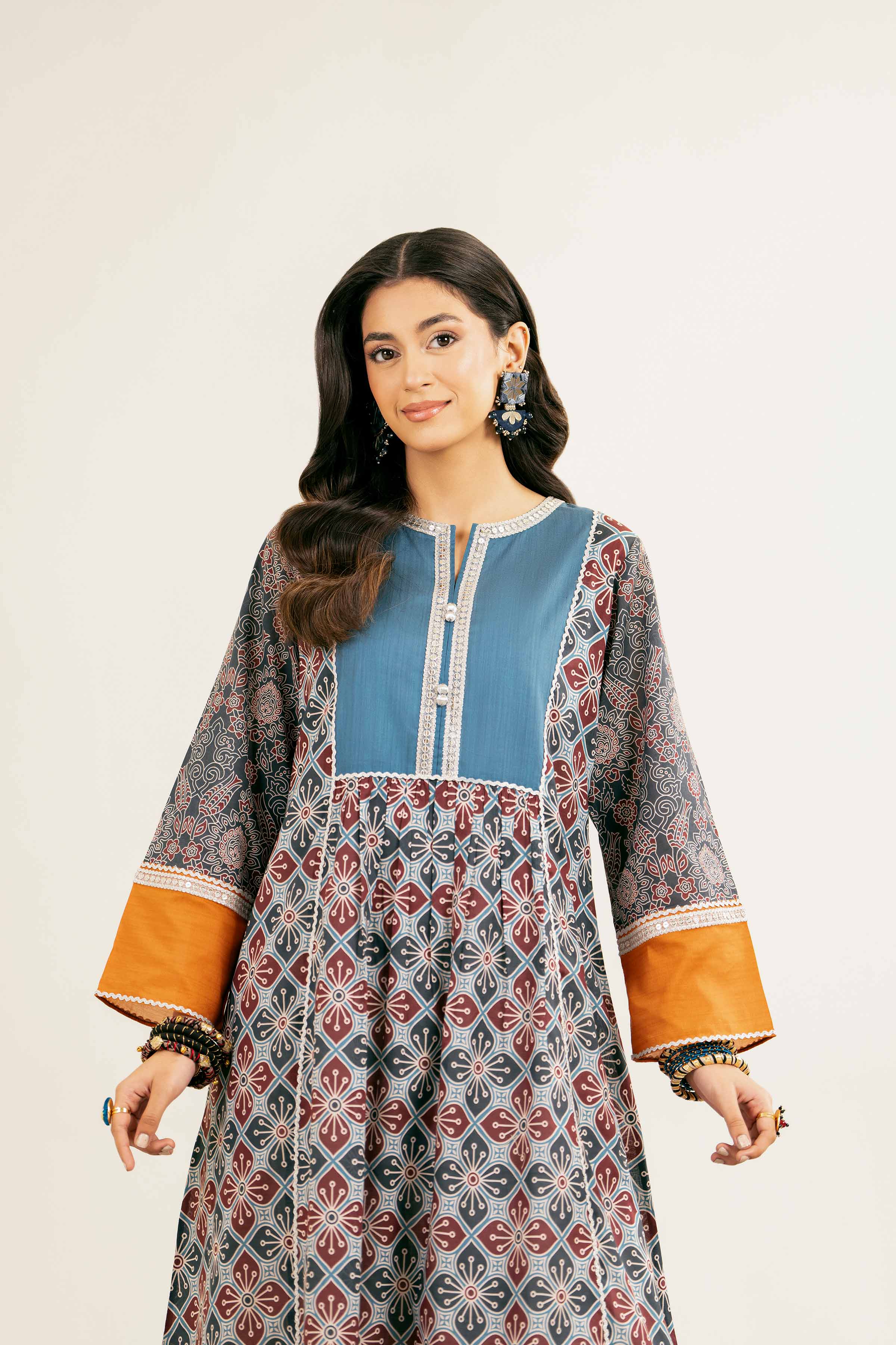 NishatUK - Brown Printed Lawn 1-piece ready to wear Shirt