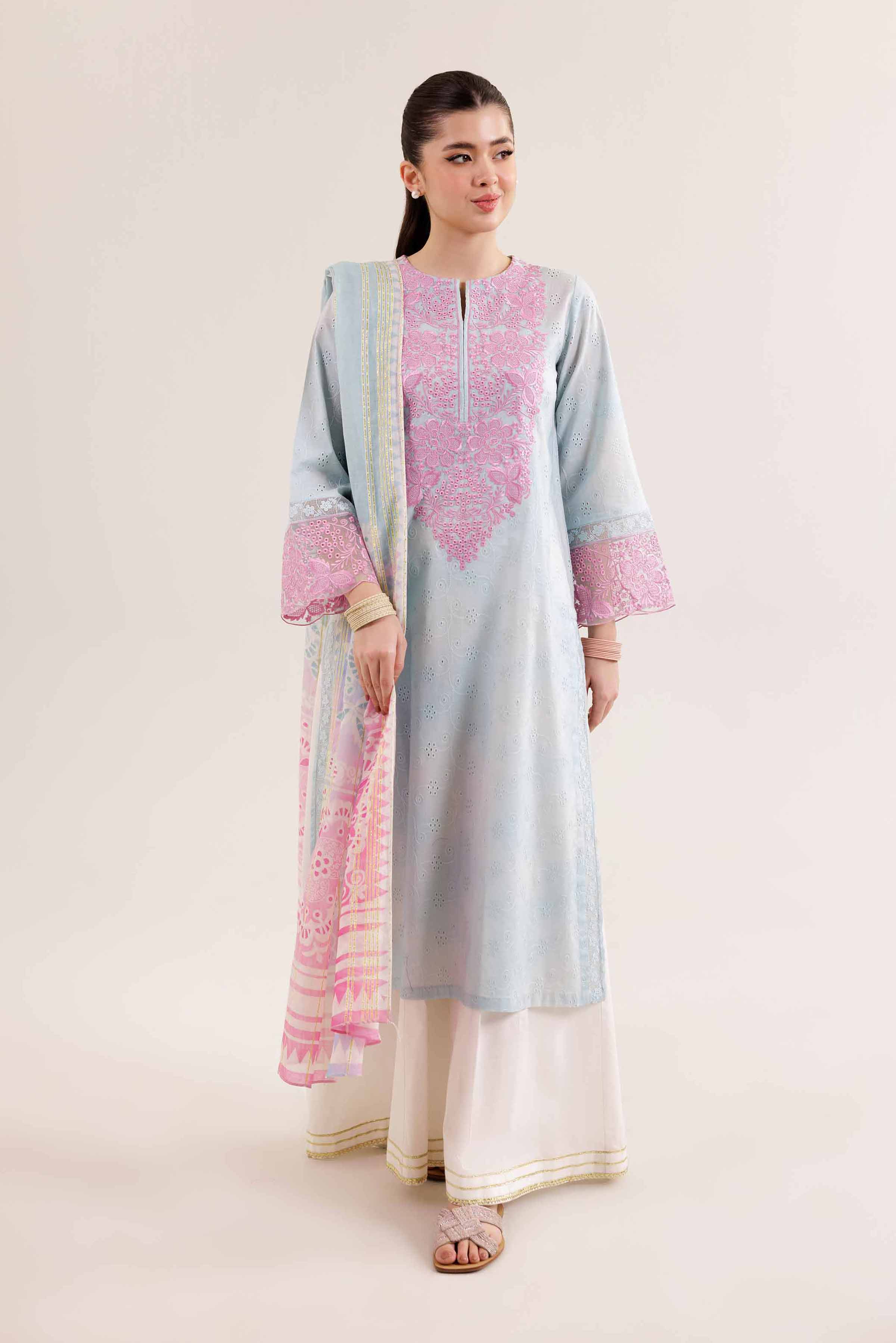 NishatUK - Brown Embroidered   Chicken Kari 2-piece ready to wear Dress