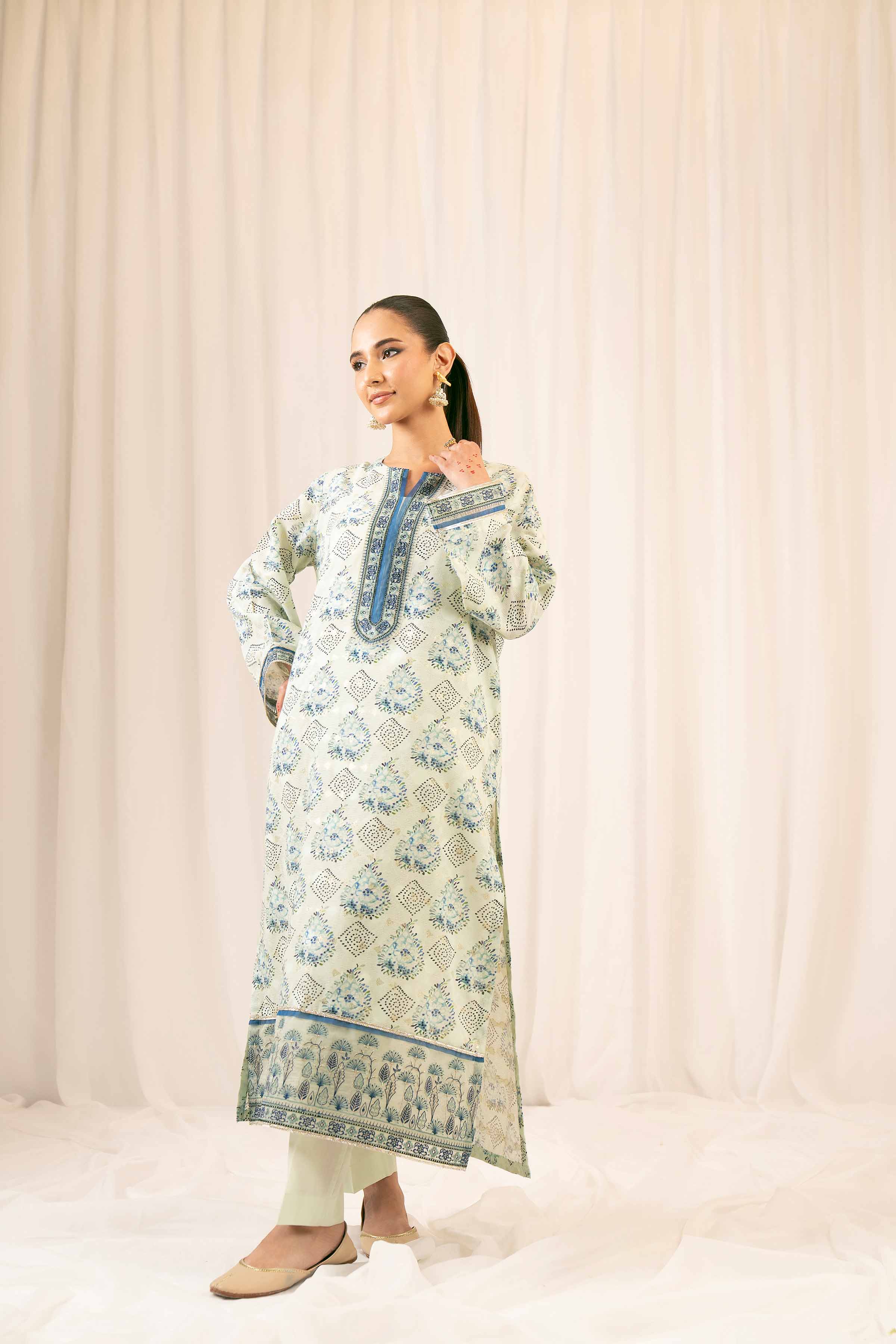 NishatUK - Green Embroidered Jacquard 2-piece ready to wear Dress