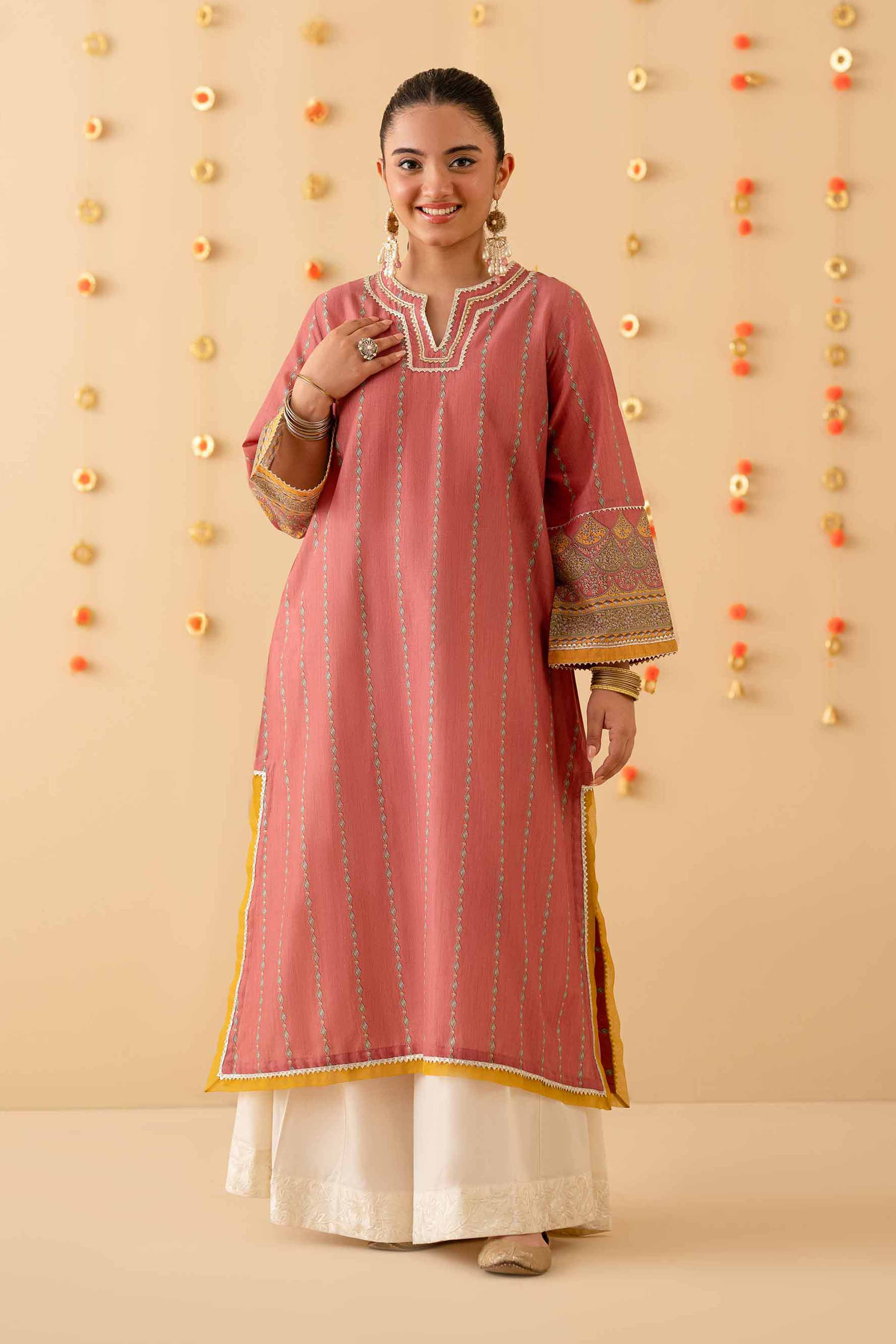 NishatUK - Pink Printed  Lawn 1-piece ready to wear Shirt