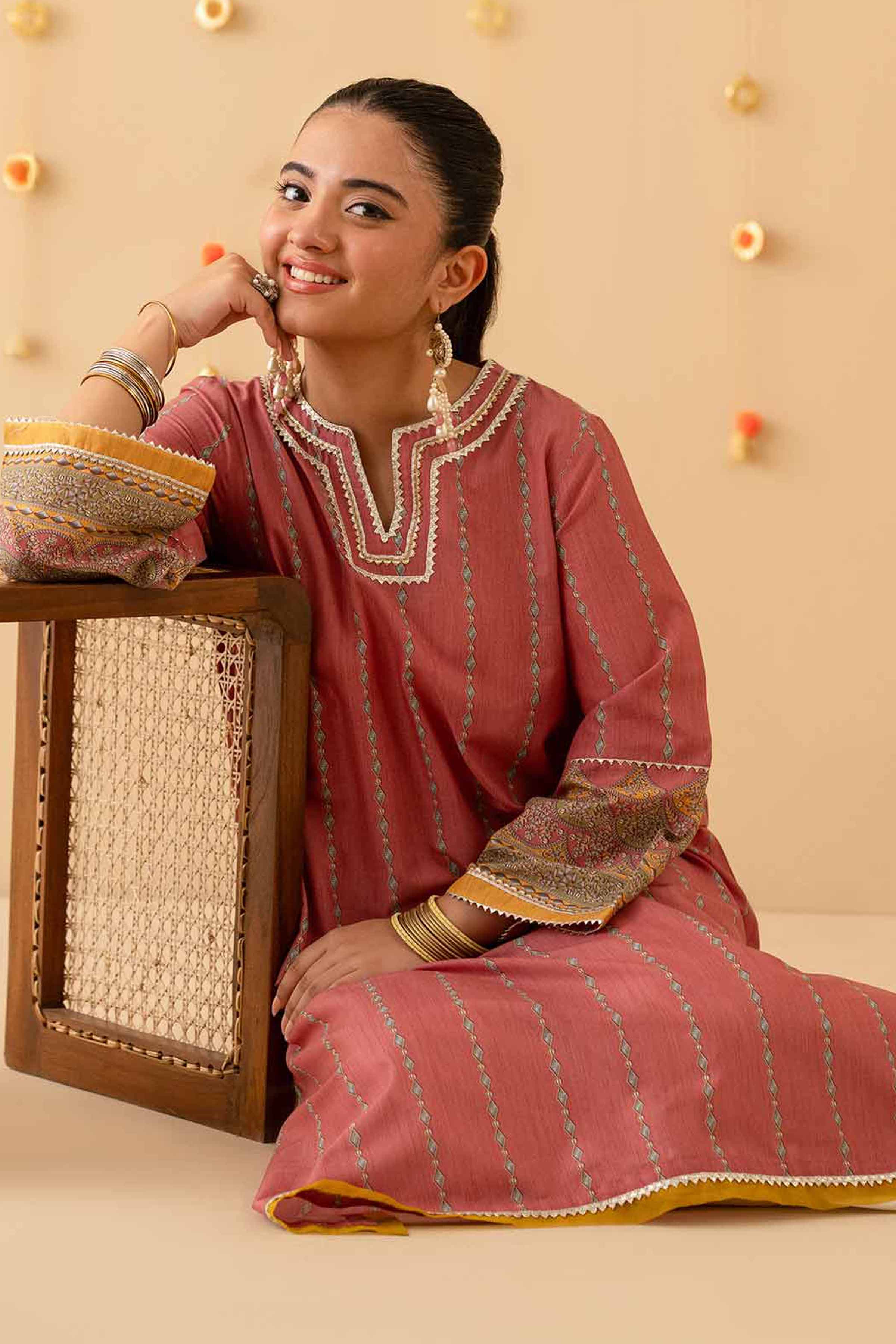 NishatUK - Pink Printed  Lawn 1-piece ready to wear Shirt