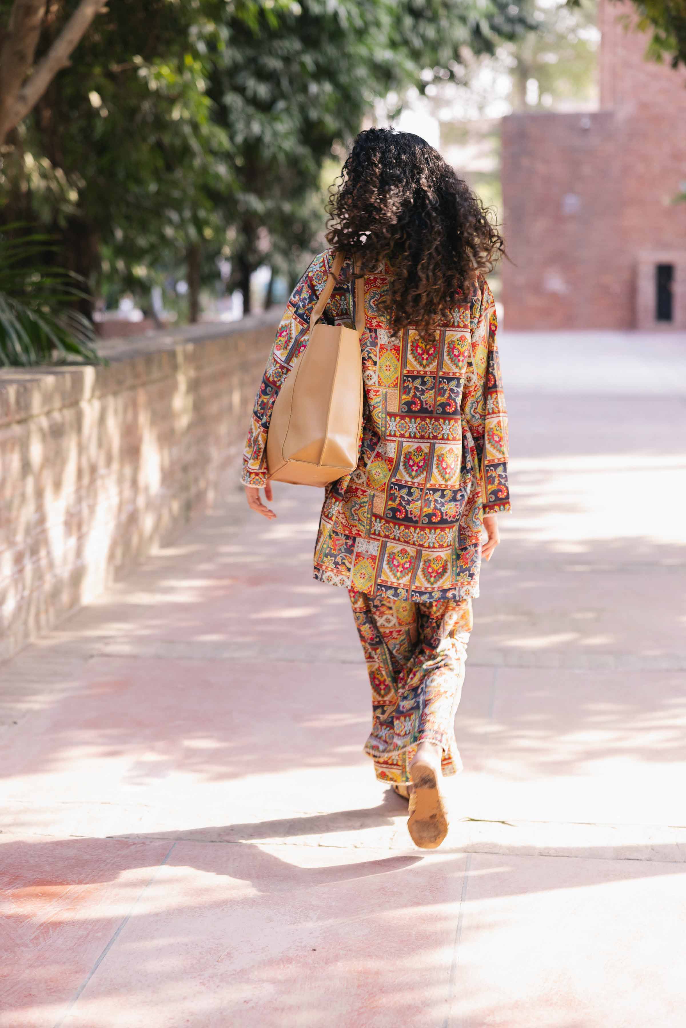 NishatUK - Brown Printed Crepe 2-piece ready to wear Dress