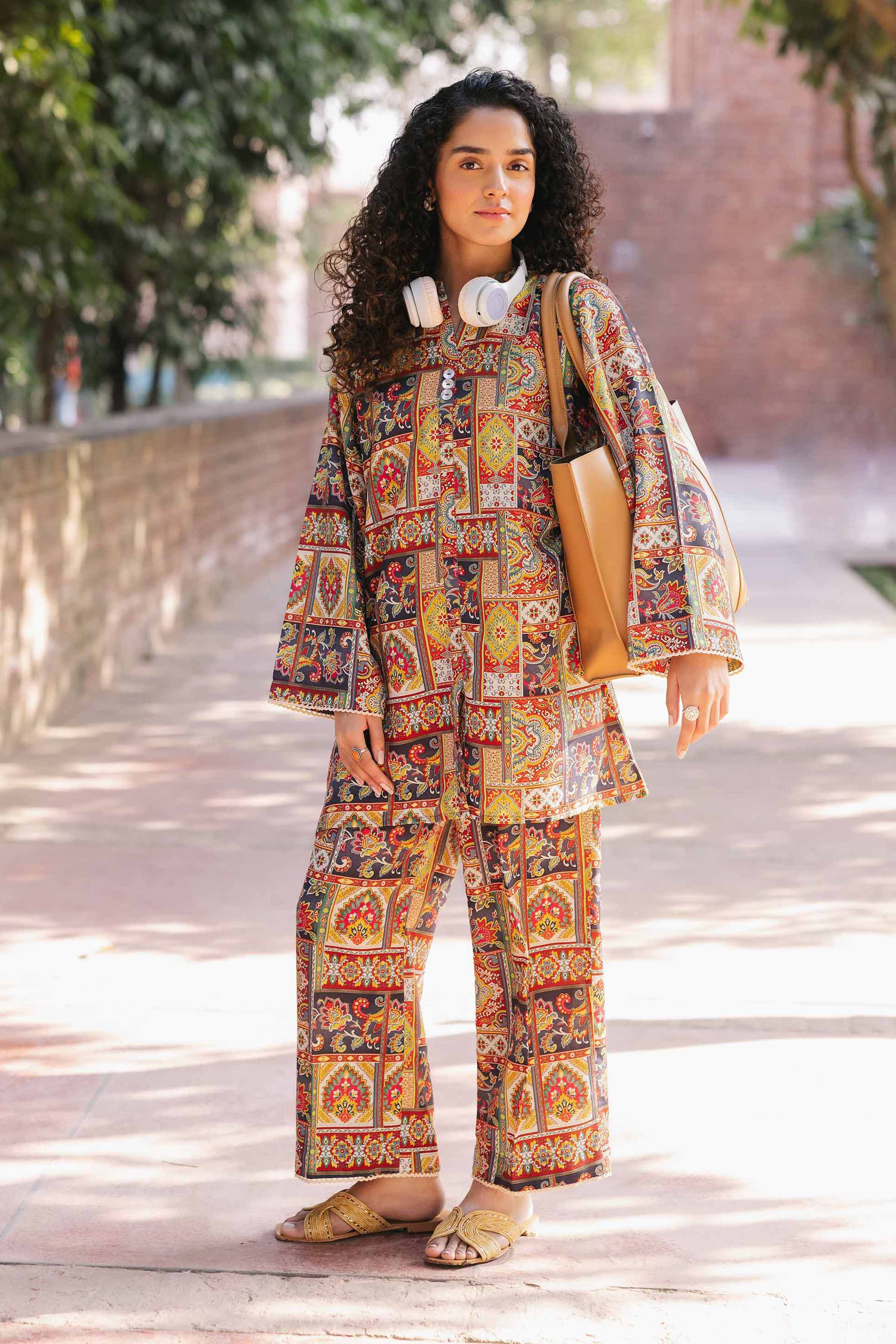 NishatUK - Brown Printed Crepe 2-piece ready to wear Dress