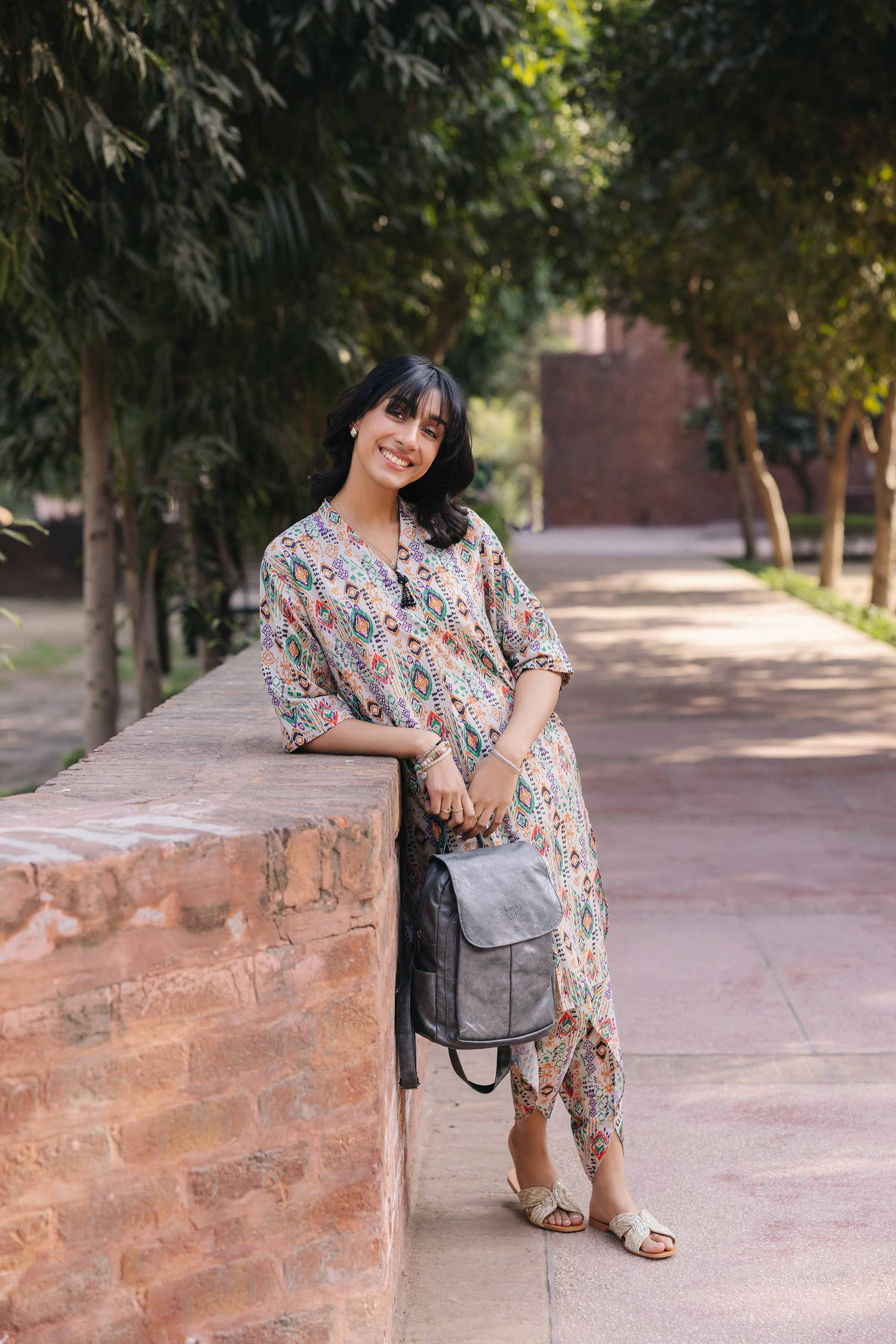 NishatUK - Brown Printed Crepe 2-piece ready to wear Dress