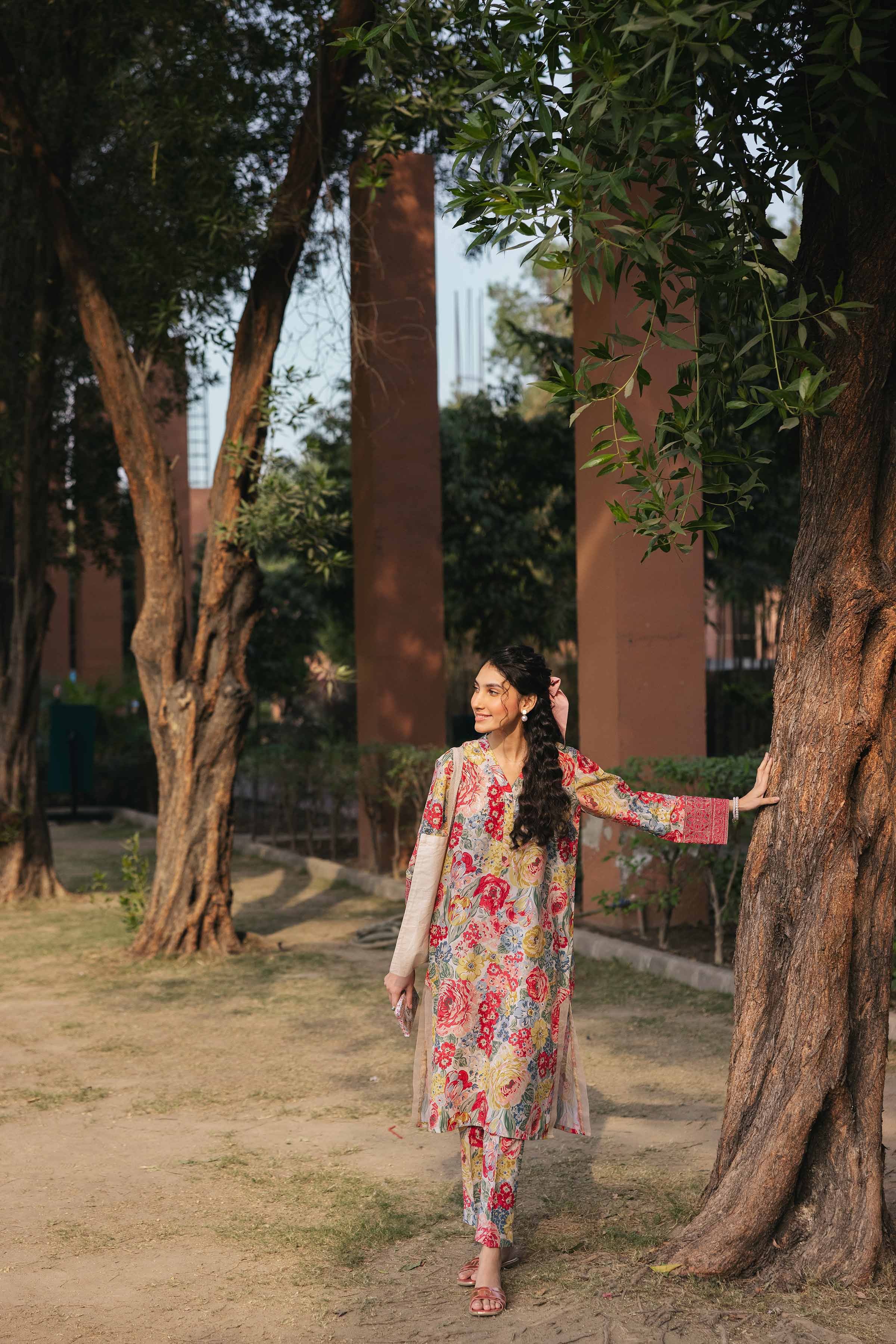 NishatUK - Brown Embroidered  Crepe 2-piece ready to wear Dress