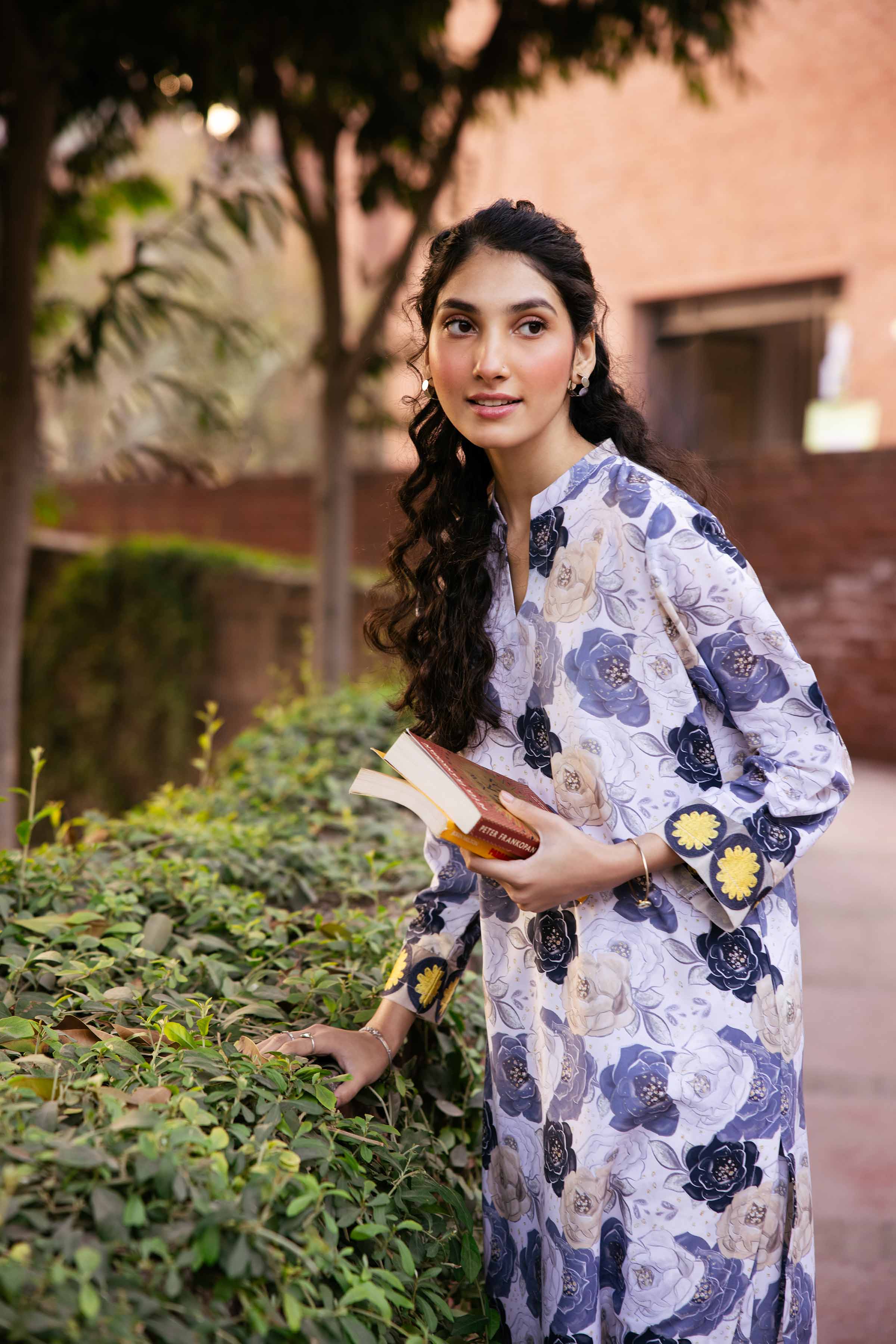 NishatUK - Brown Embroidered  Crepe 2-piece ready to wear Dress