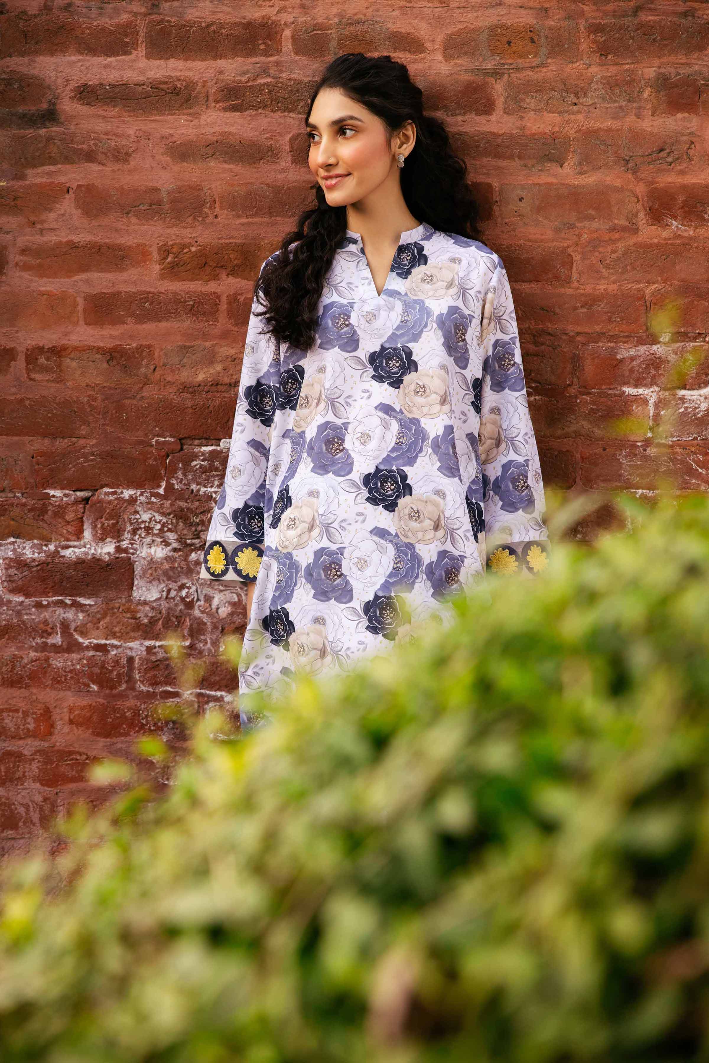 NishatUK - Brown Embroidered  Crepe 2-piece ready to wear Dress