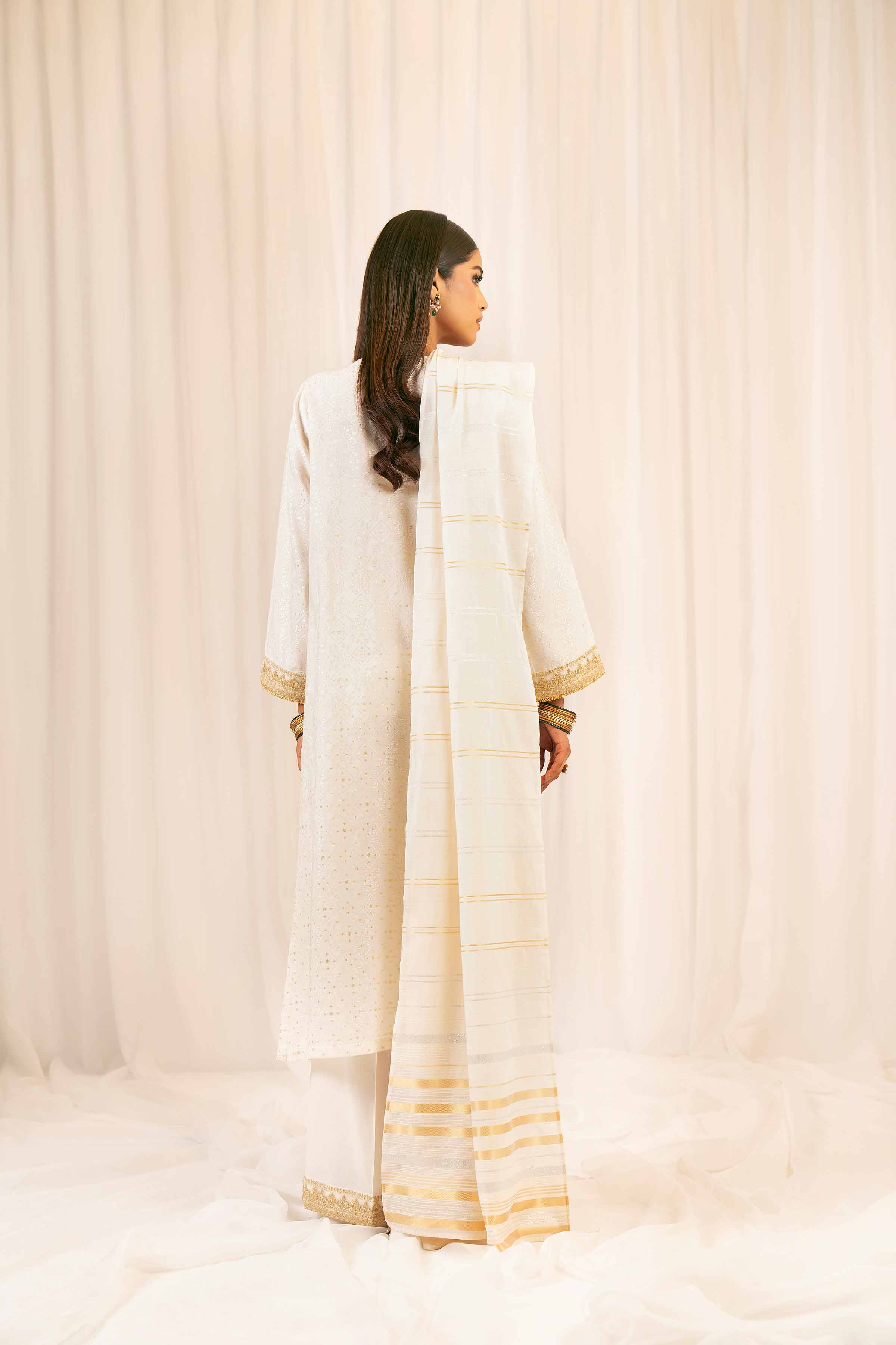 NishatUK - Off White Embroidered Jacquard 3-piece ready to wear Suit
