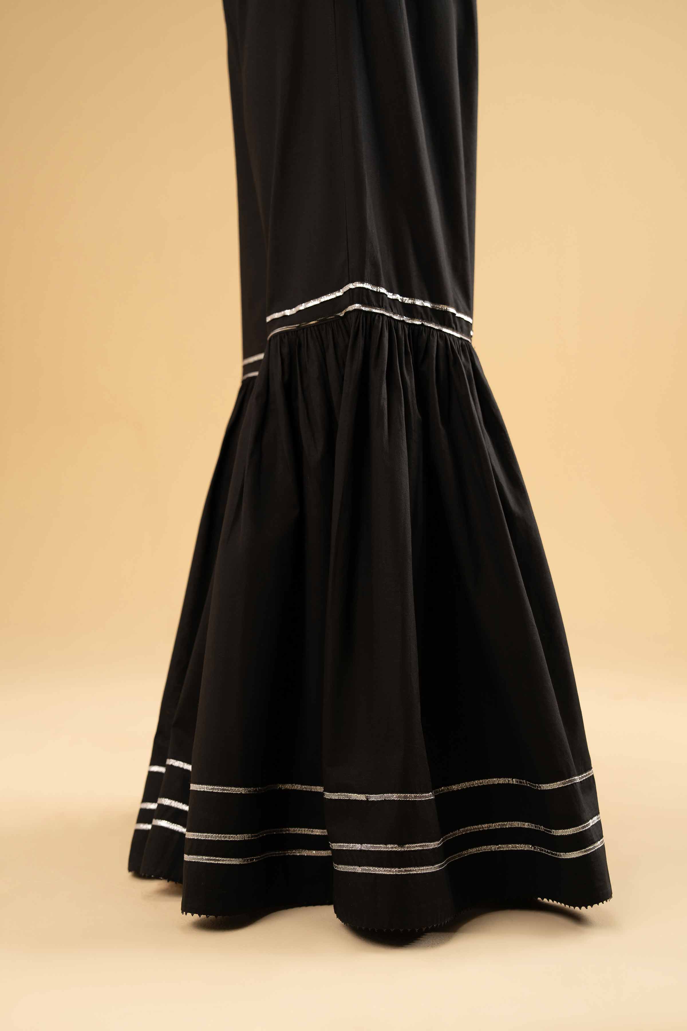 NishatUK - Black Solids  Cambric 1-piece ready to wear Sharara