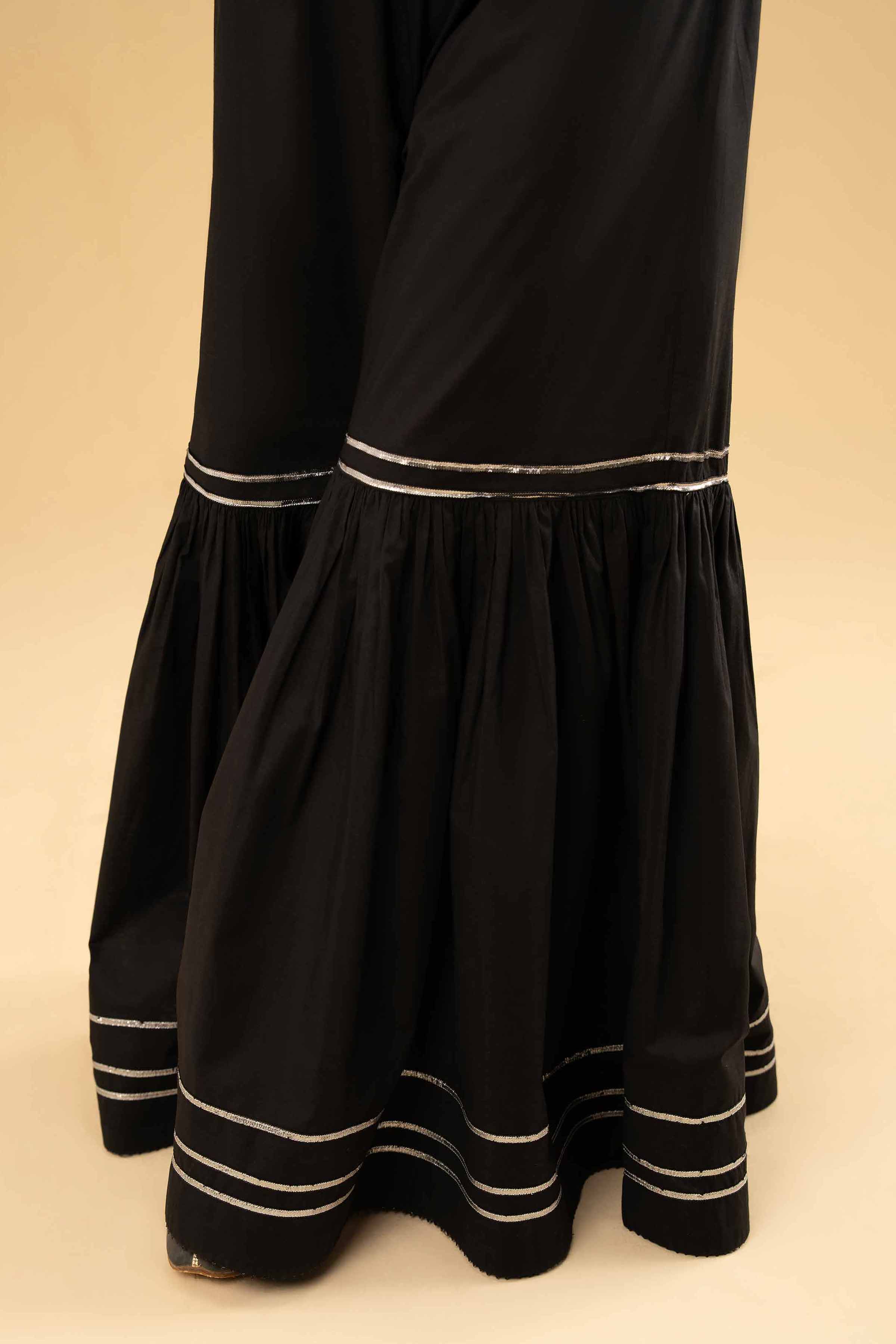 NishatUK - Black Solids  Cambric 1-piece ready to wear Sharara