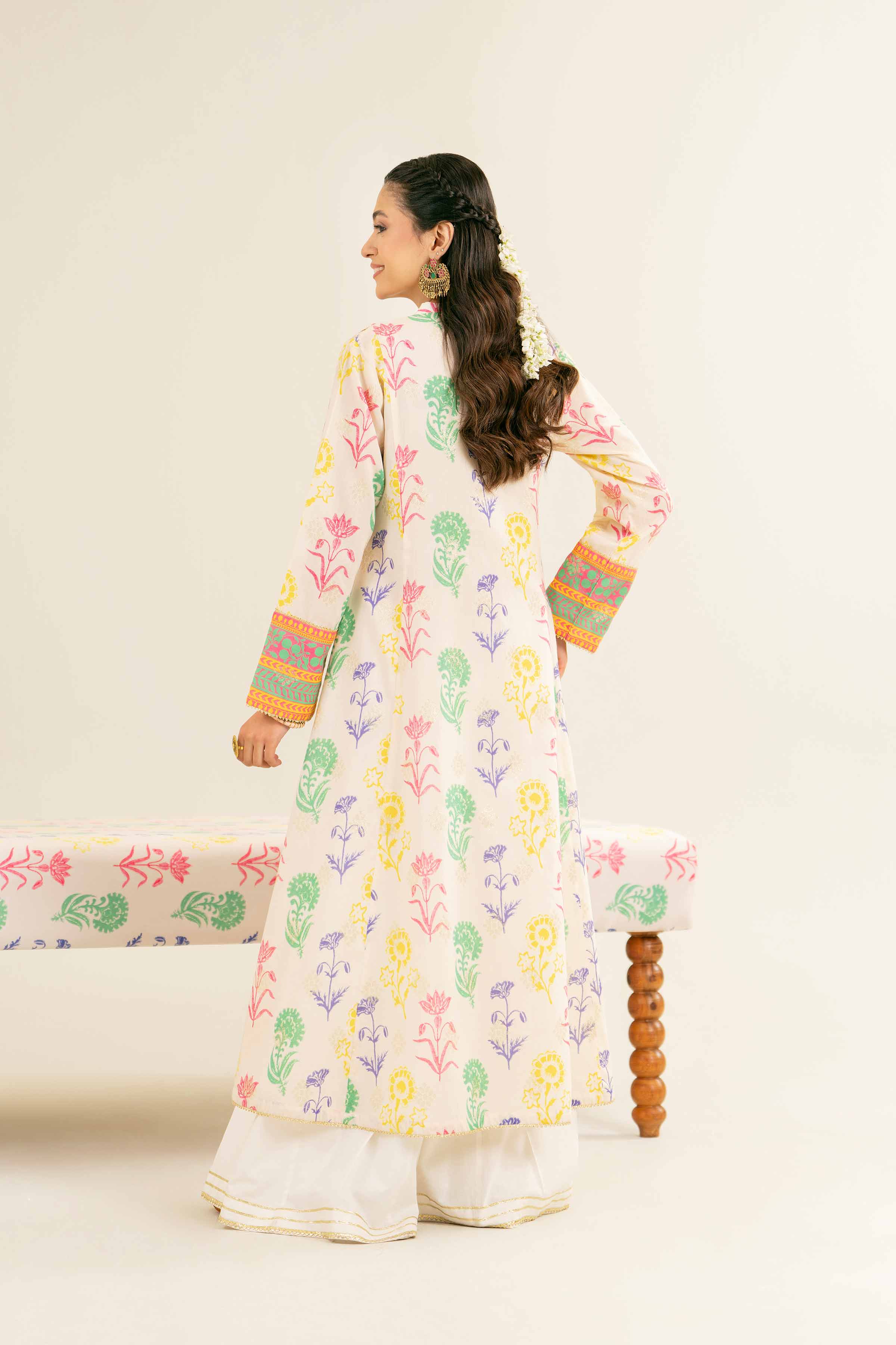 NishatUK - Brown Printed Jacquard 1-piece ready to wear Long Dress