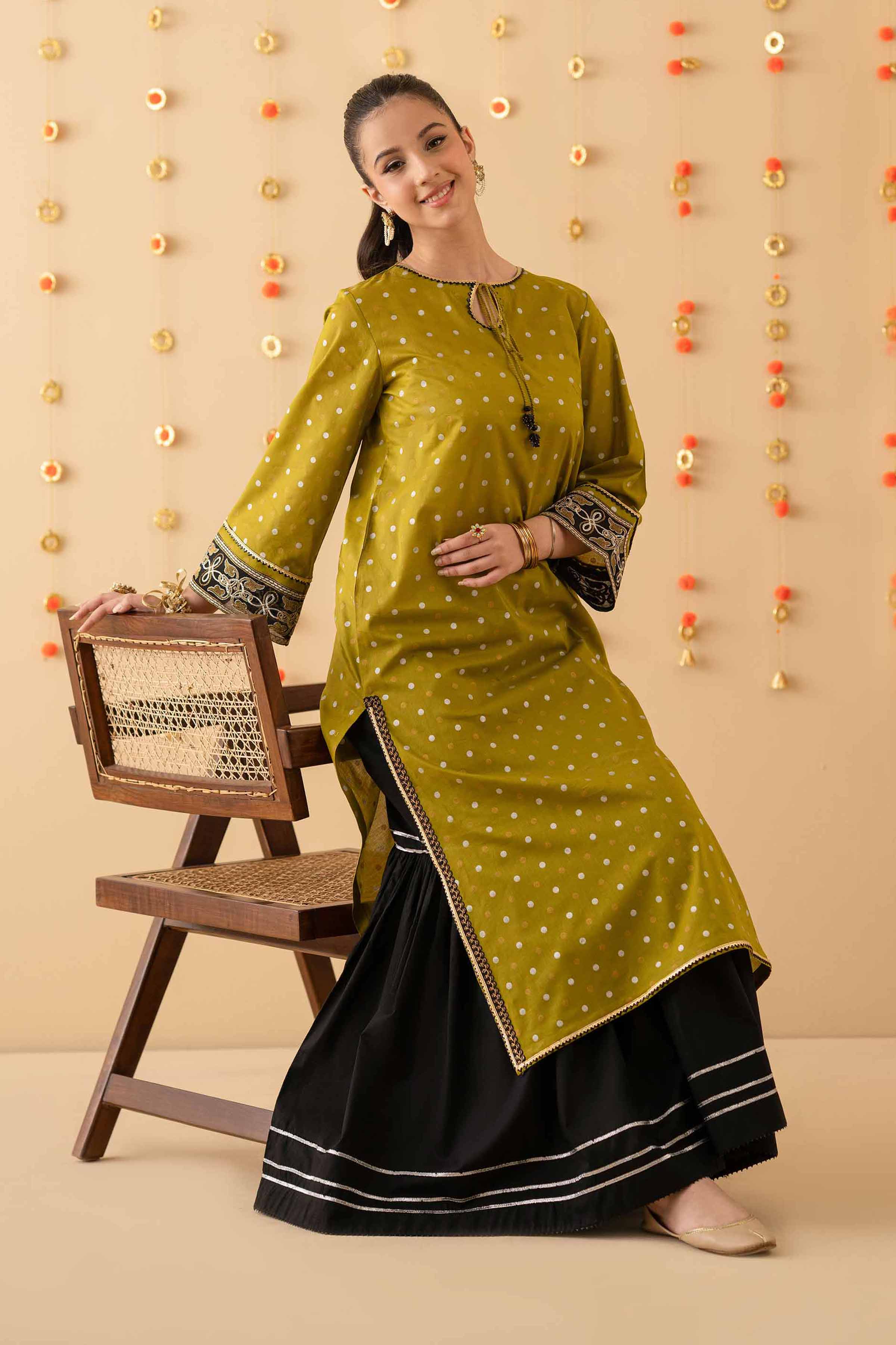 NishatUK - Olive Green Embroidered  Lawn 1-piece ready to wear Shirt