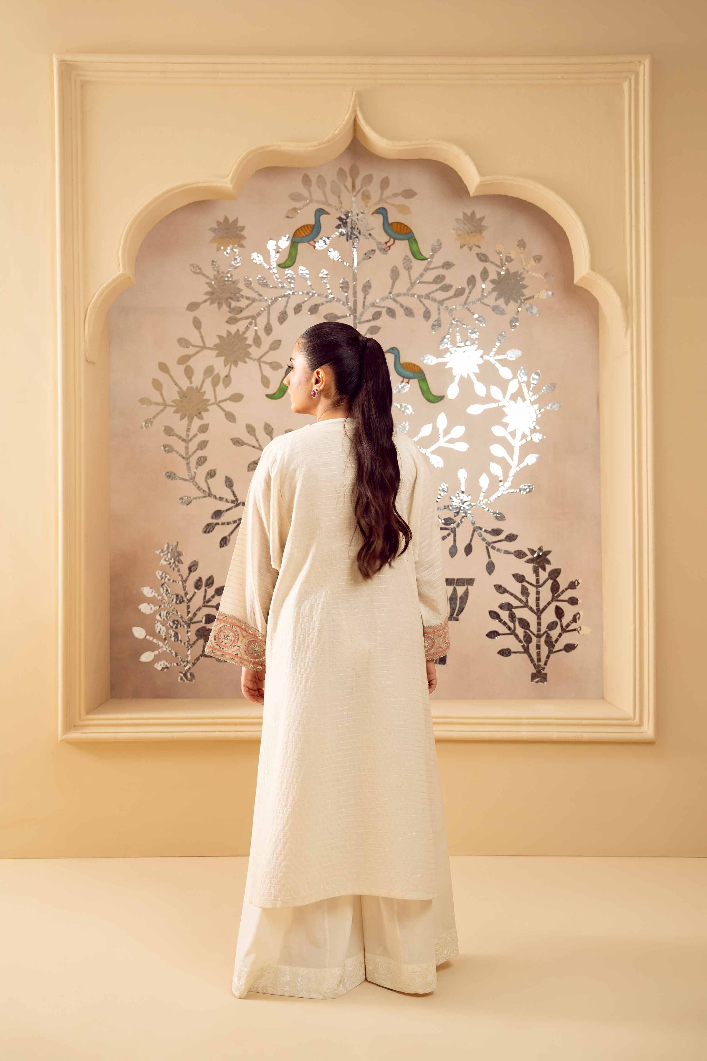 NishatUK - White Embroidered  Jacquard 1-piece ready to wear Shirt