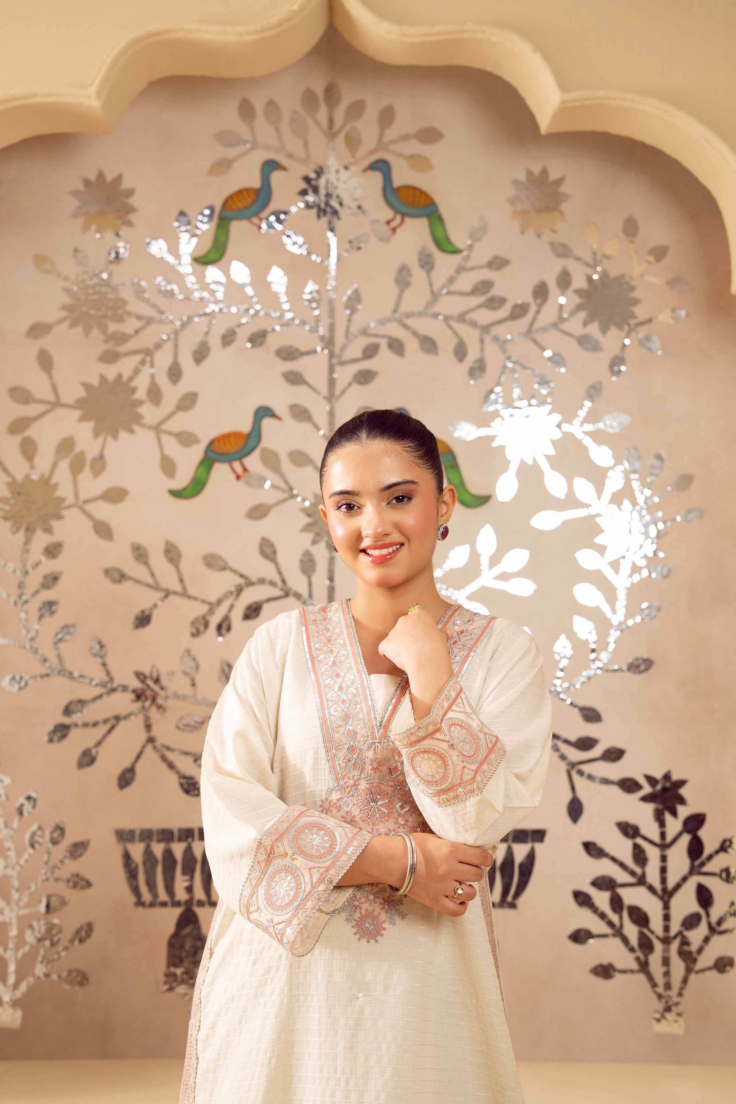NishatUK - White Embroidered  Jacquard 1-piece ready to wear Shirt