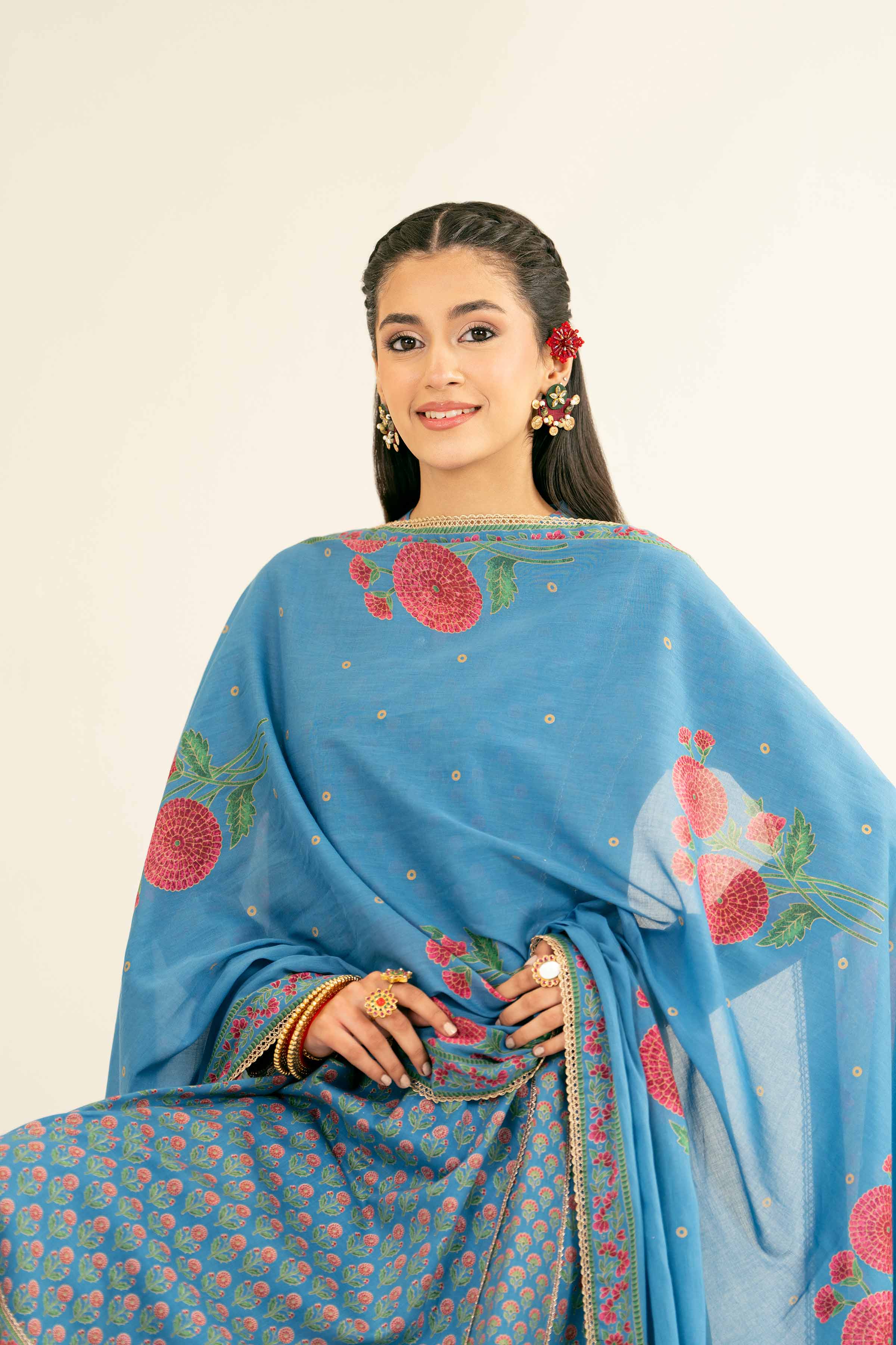 NishatUK - Brown Printed Lawn 3-piece ready to wear Suit