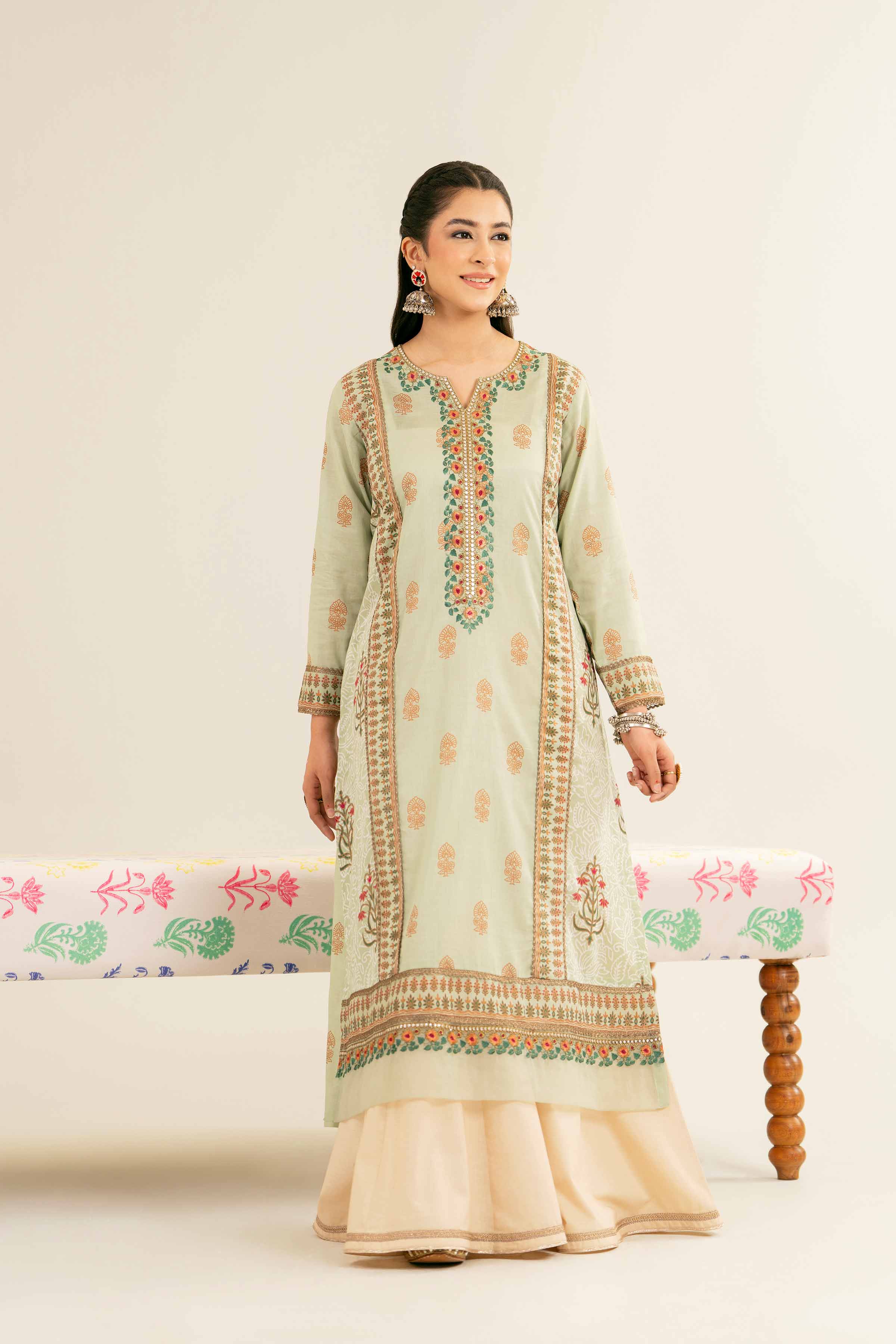 NishatUK - Brown Embroidered  Lawn 1-piece ready to wear Shirt