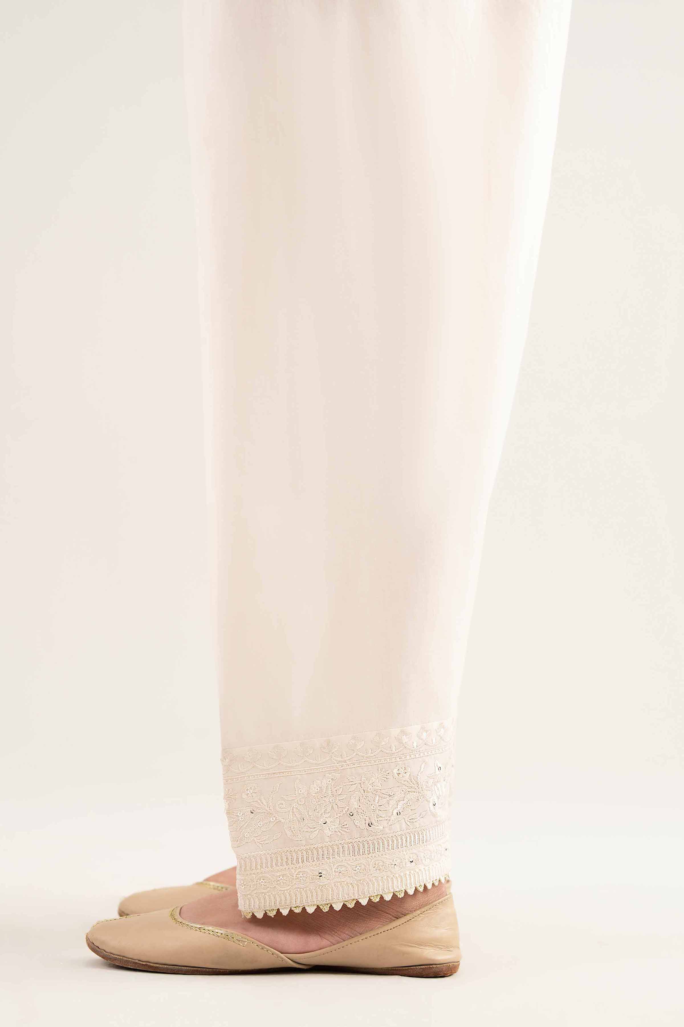 NishatUK - Off White Embroidered   Cambric 1-piece ready to wear Shalwar