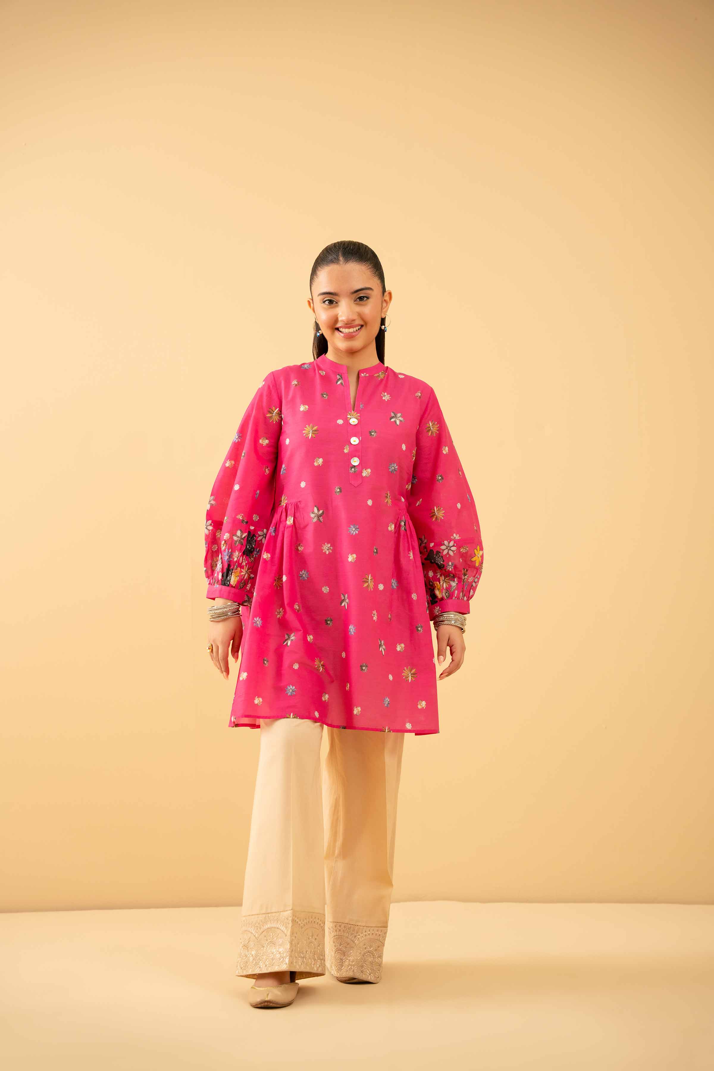 NishatUK - Pink Printed Lawn 1-piece ready to wear Tunic