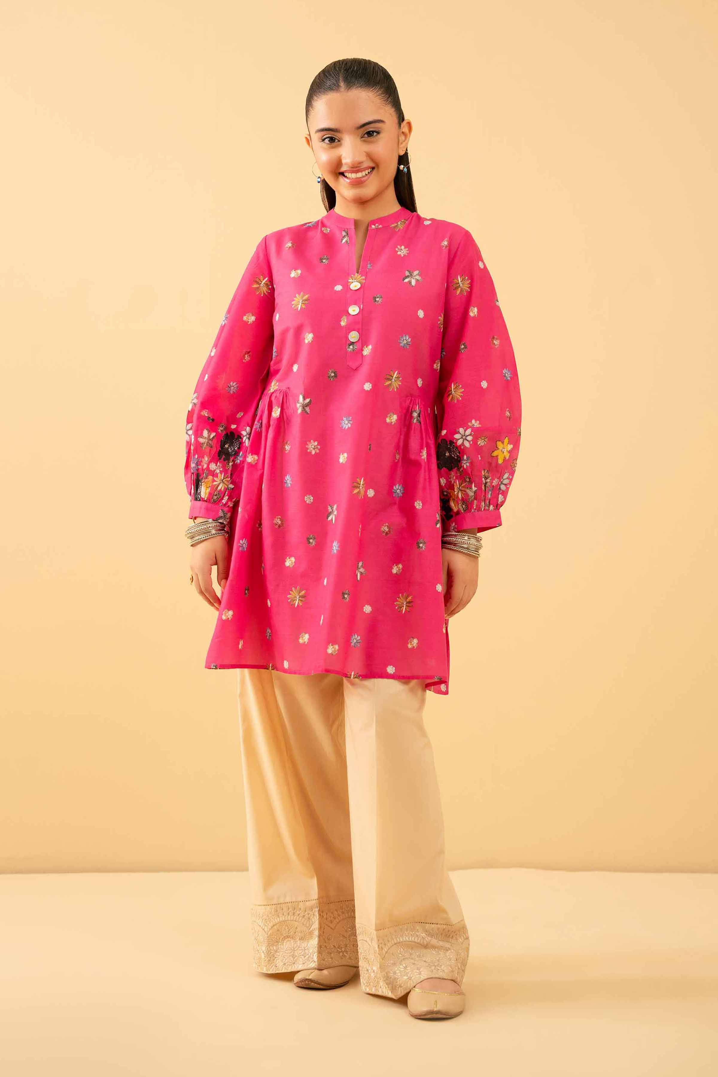 NishatUK - Pink Printed Lawn 1-piece ready to wear Tunic
