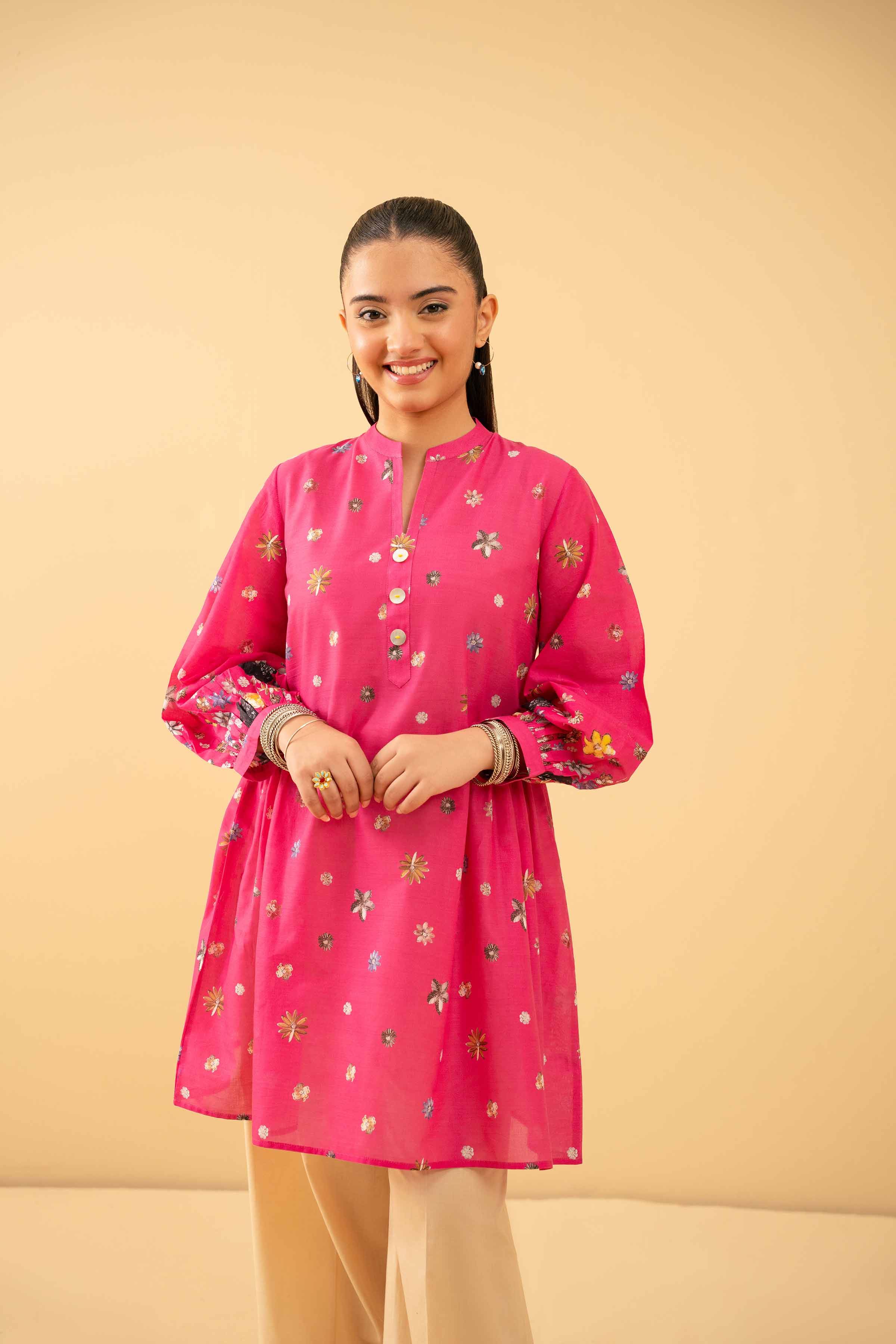 NishatUK - Pink Printed Lawn 1-piece ready to wear Tunic