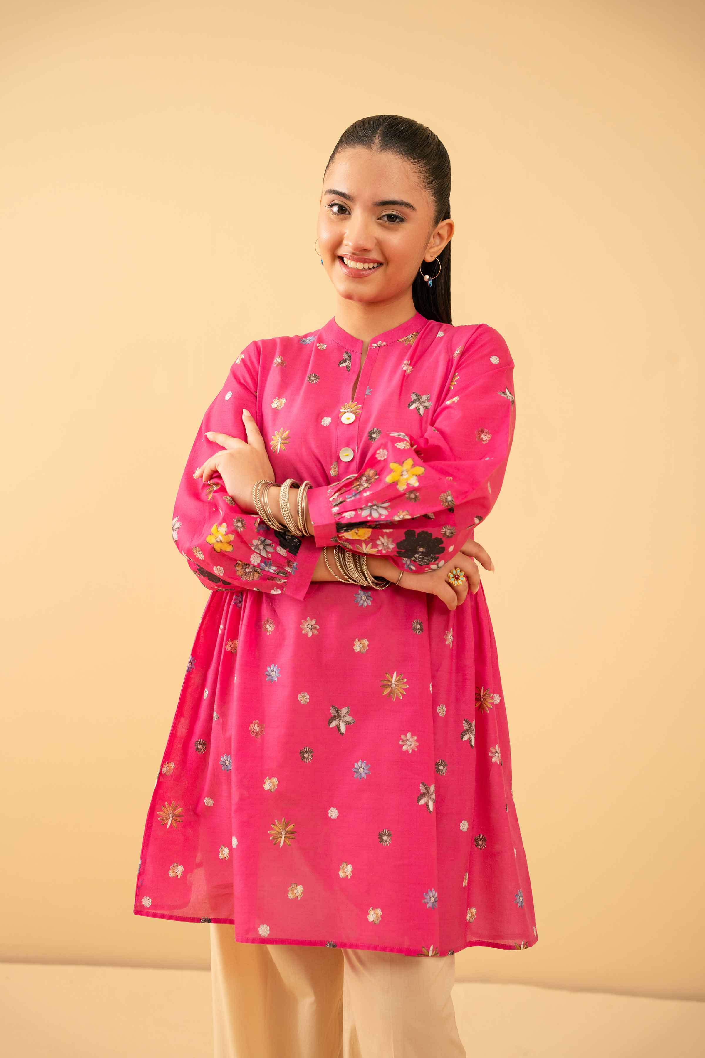 NishatUK - Pink Printed Lawn 1-piece ready to wear Tunic