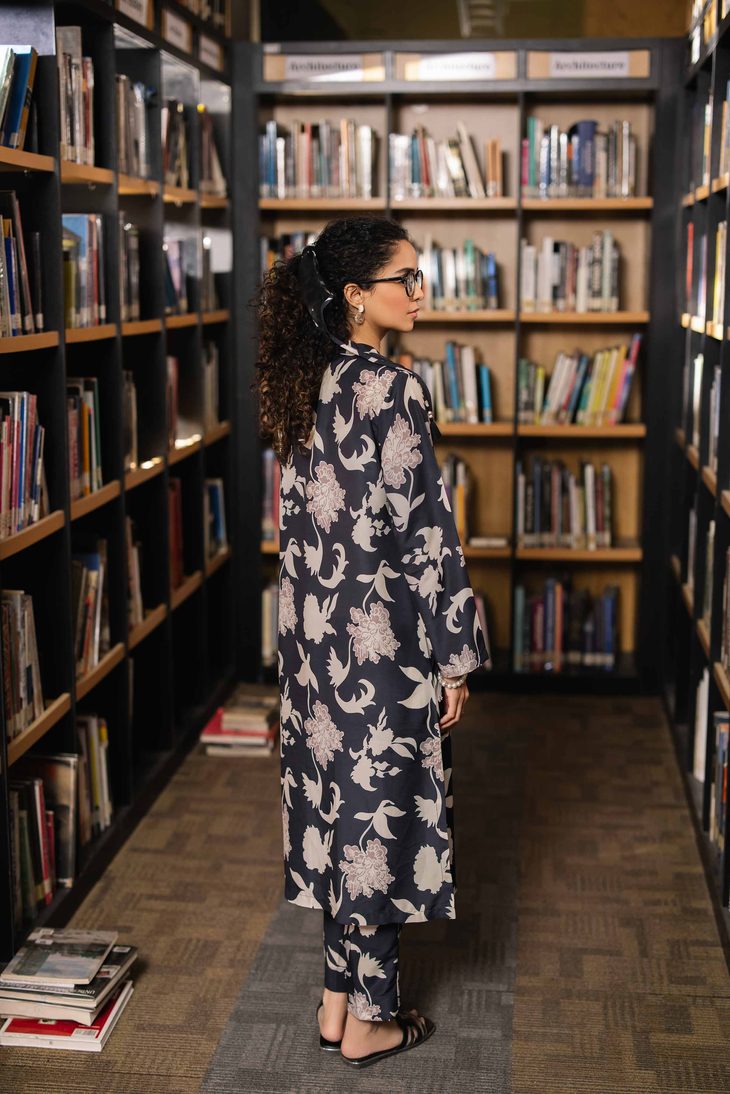 NishatUK - Brown Printed Silk 2-piece ready to wear Dress