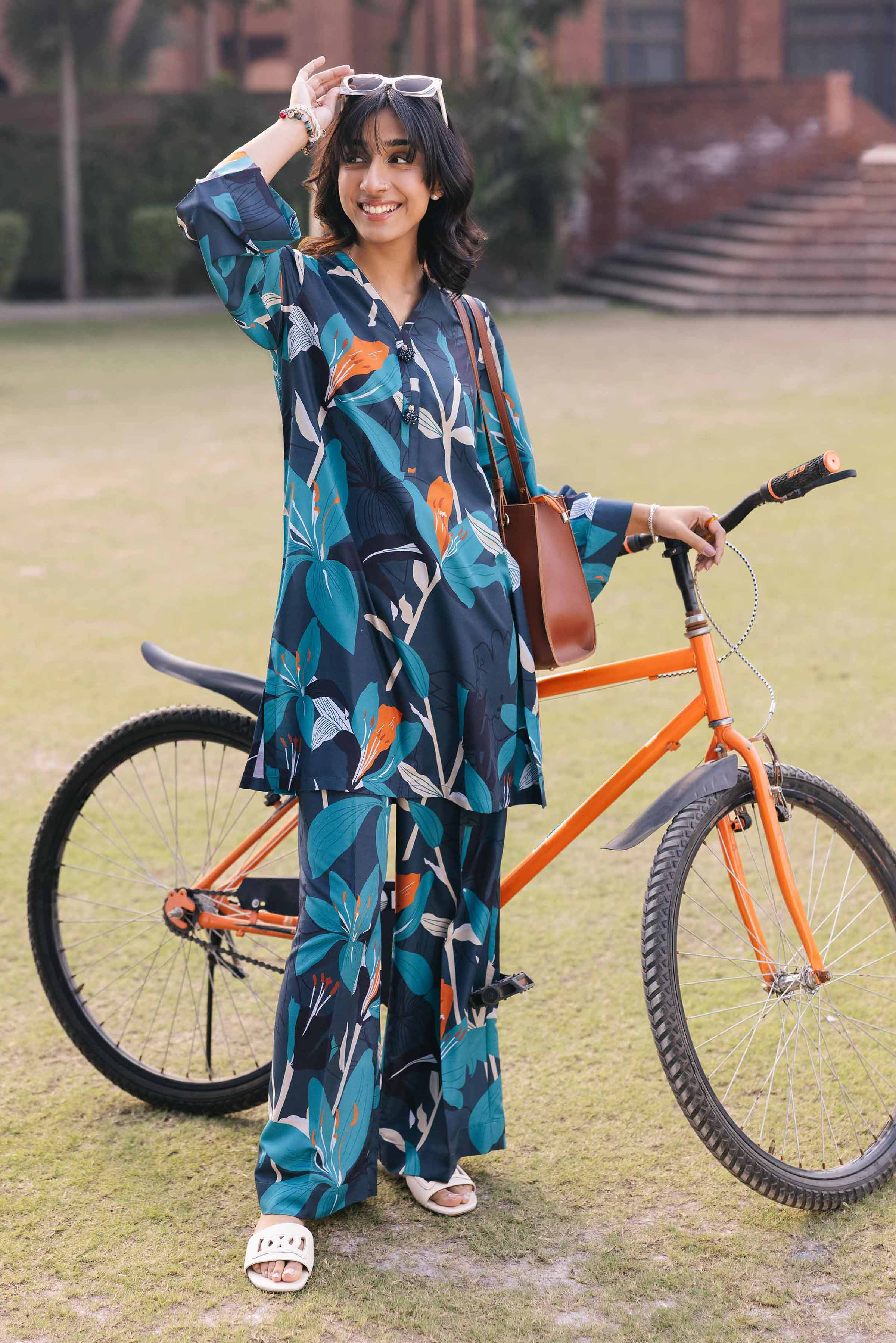 NishatUK - Brown Printed Crepe 2-piece ready to wear Dress