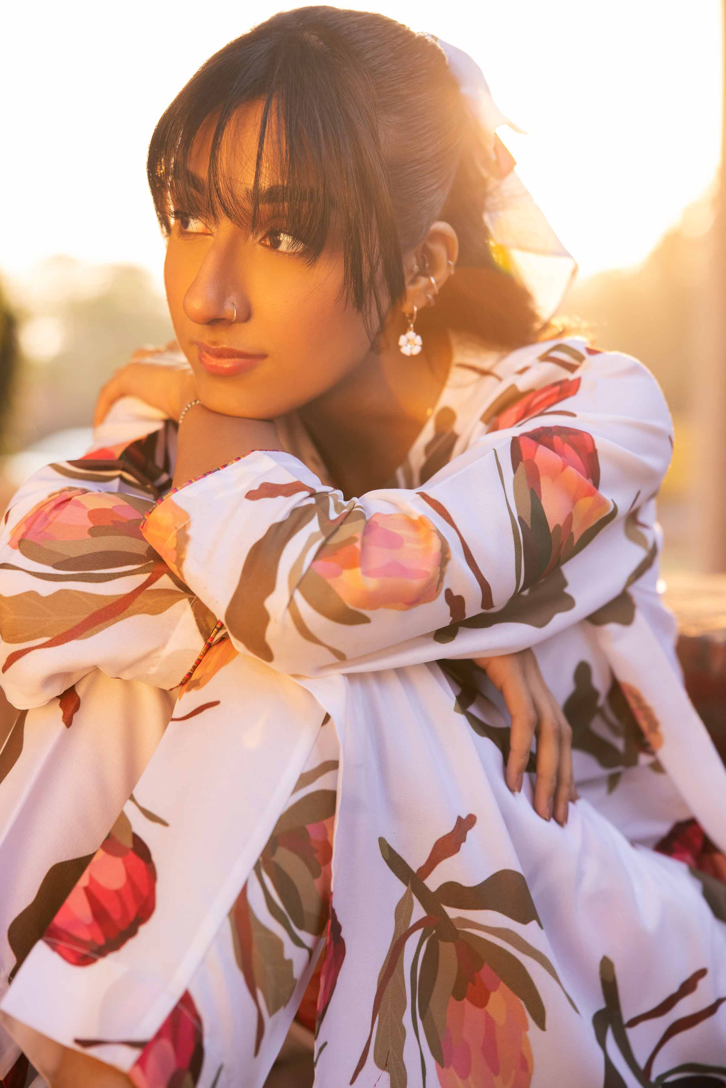NishatUK - Brown Printed Crepe 2-piece ready to wear Dress