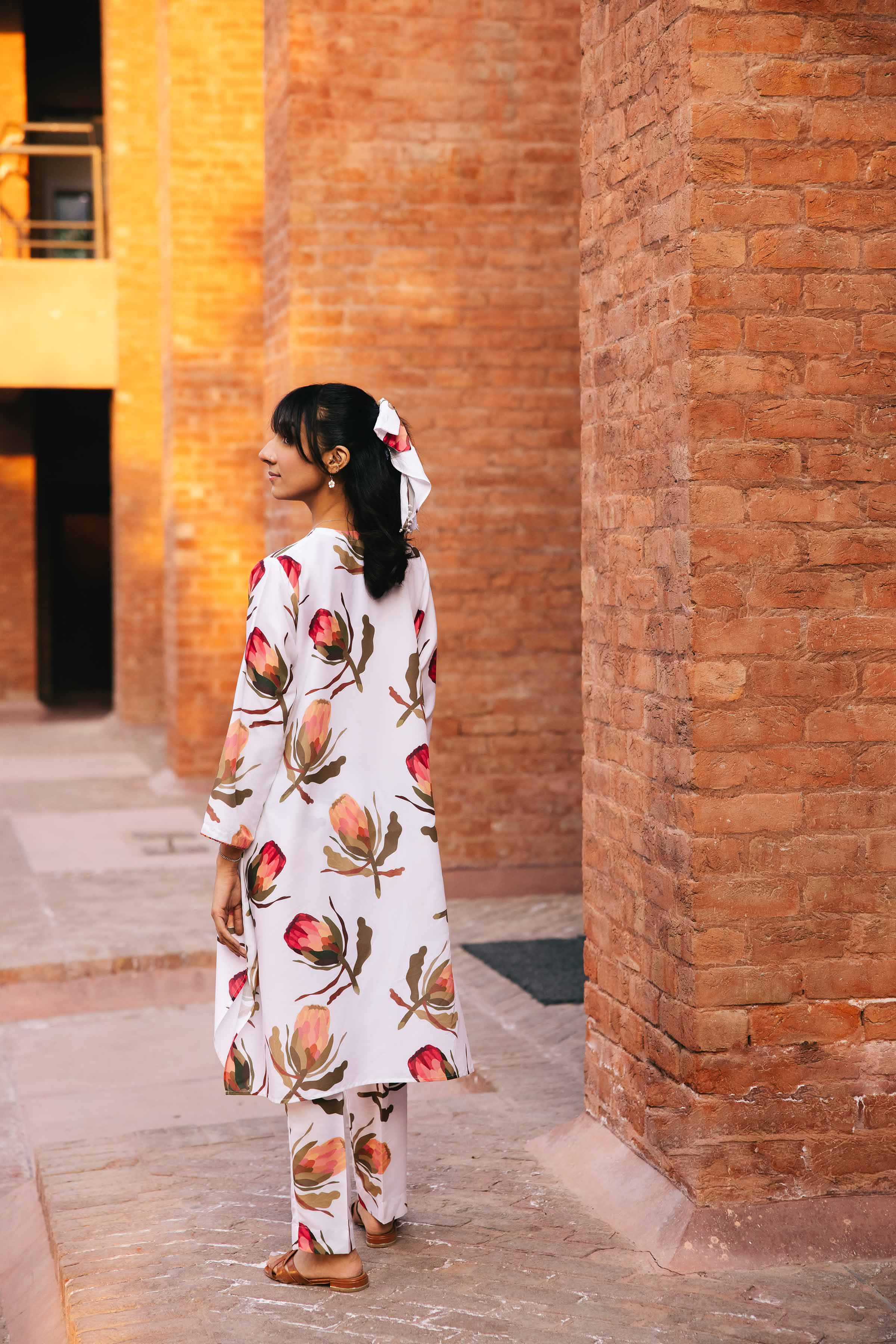 NishatUK - Brown Printed Crepe 2-piece ready to wear Dress