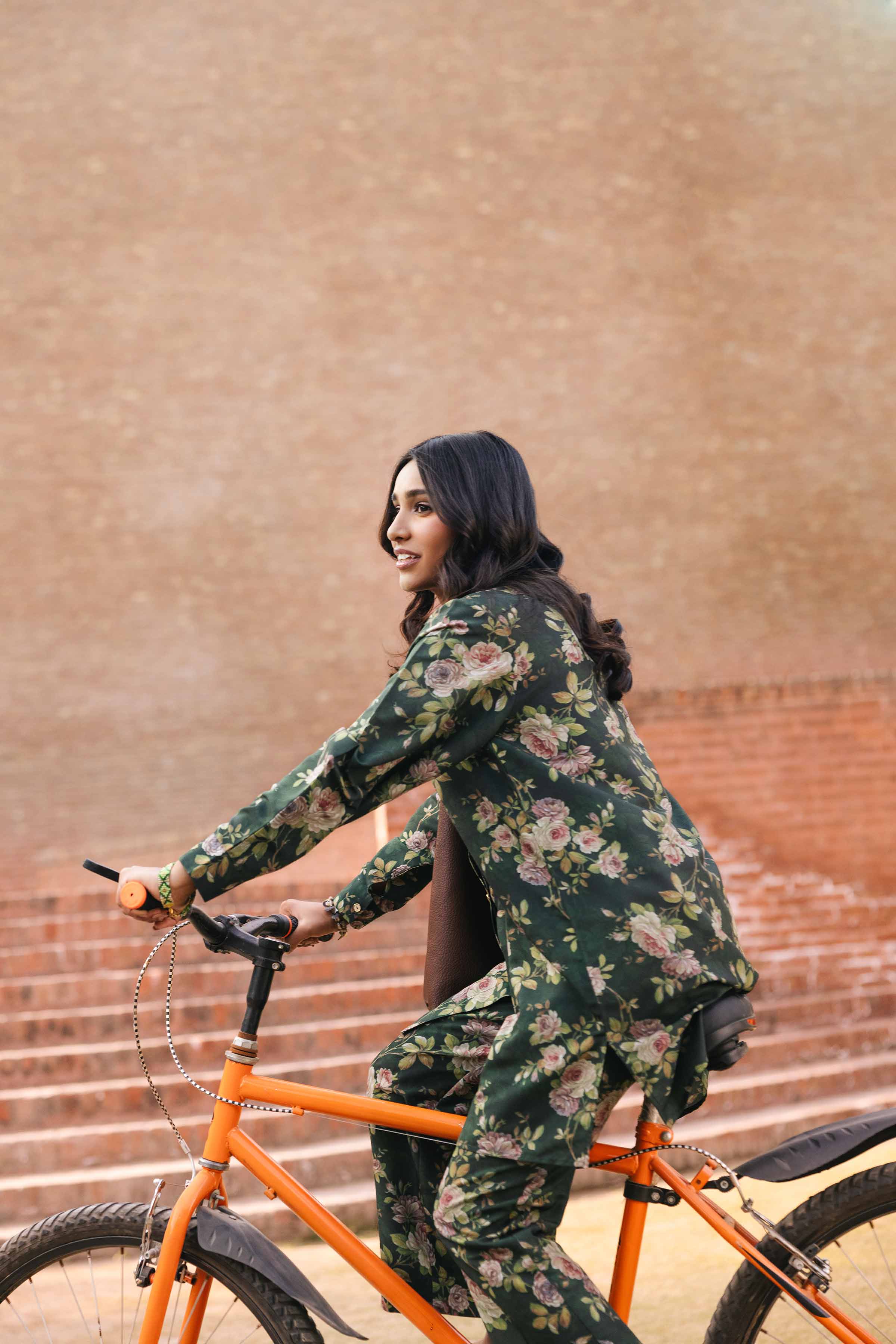 NishatUK - Brown Printed Crepe 2-piece ready to wear Dress