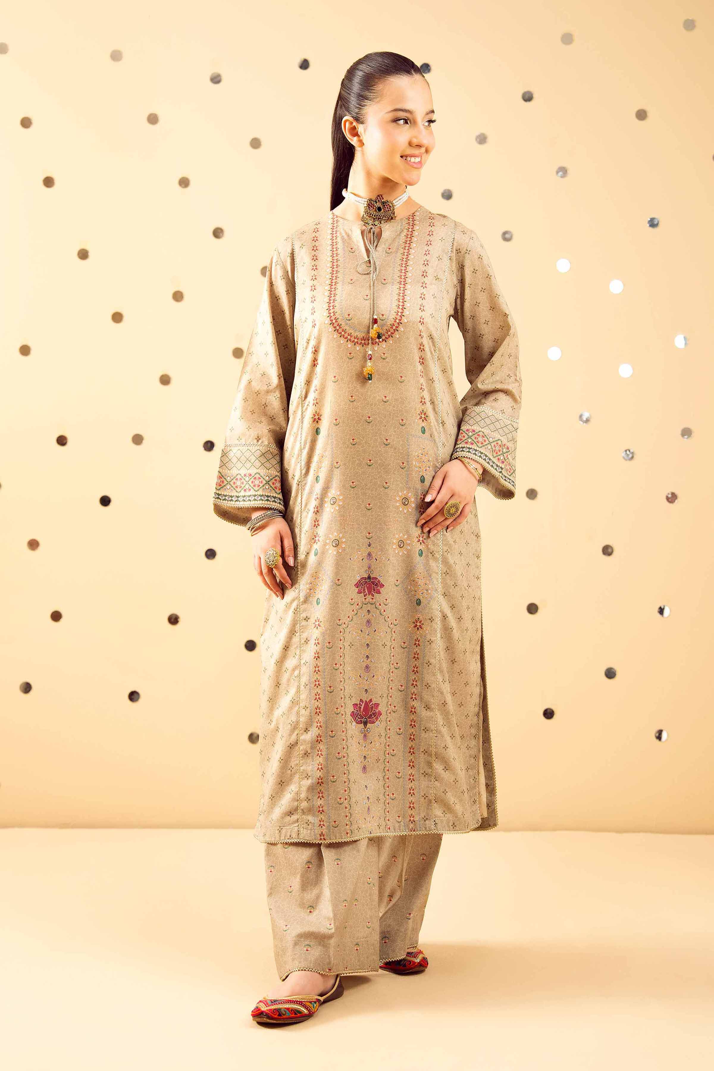 NishatUK - Grey Printed Lawn 2-piece ready to wear Dress