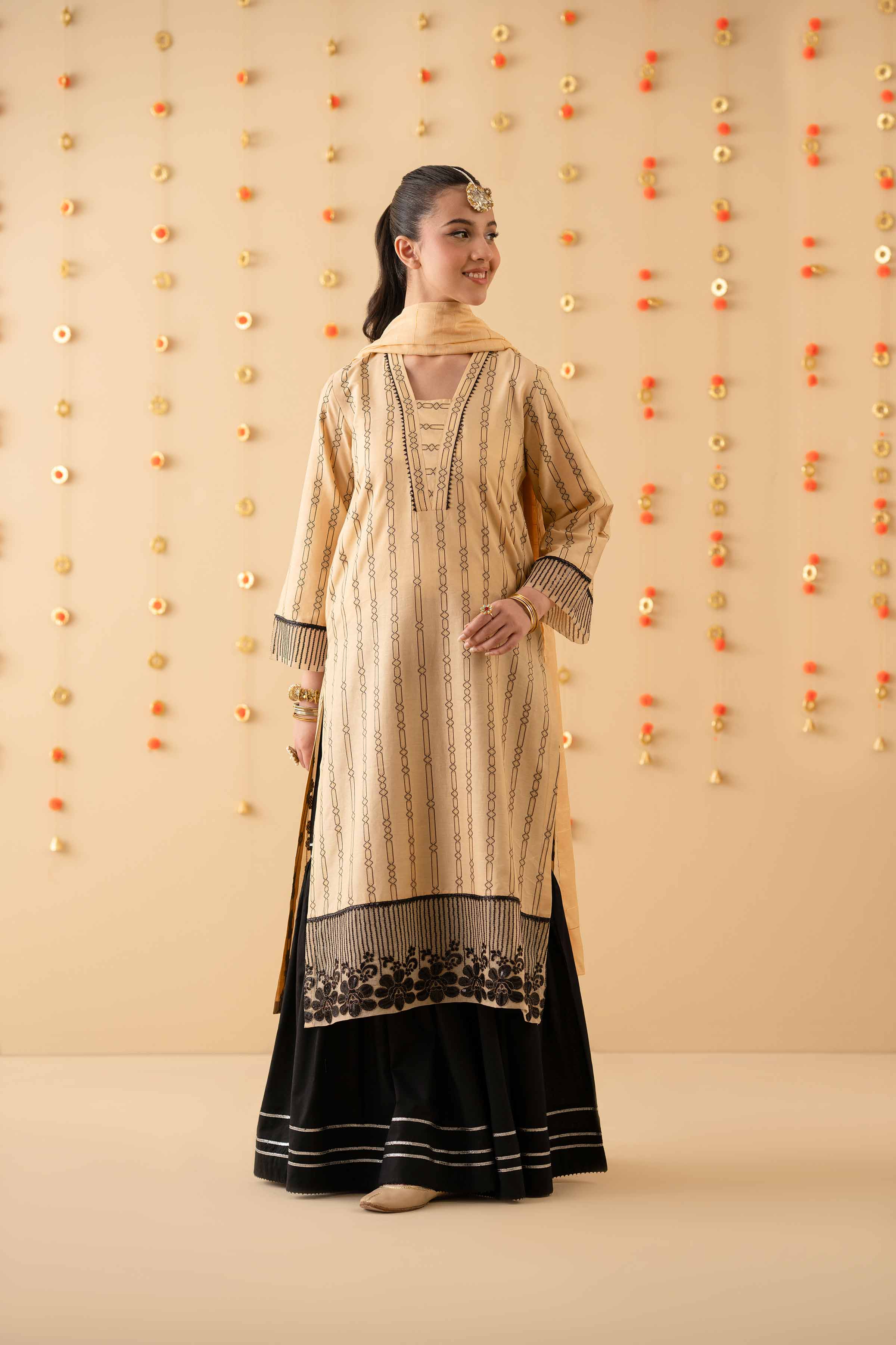 NishatUK - Beige Embroidered  Jacquard 2-piece ready to wear Dress