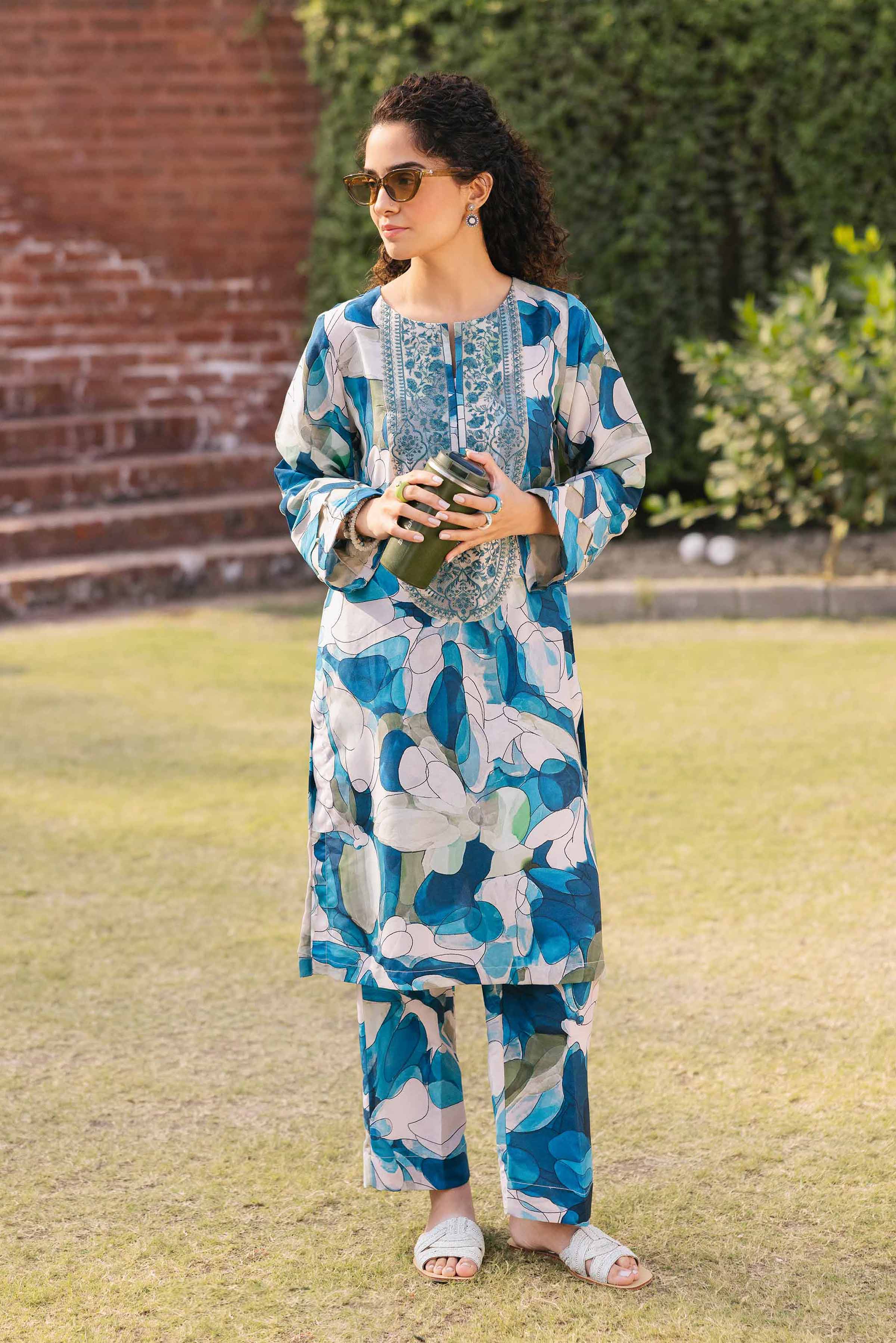 NishatUK - Beige Embroidered  Crepe 2-piece ready to wear Dress