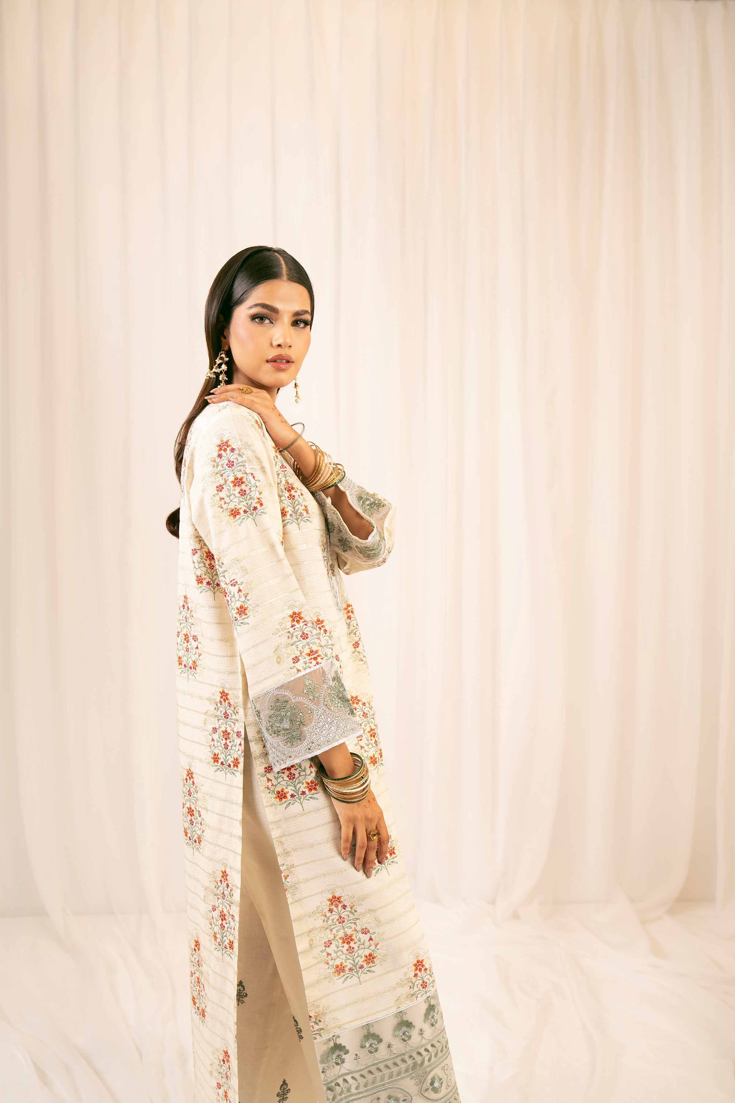 NishatUK - Beige Embroidered Jacquard 2-piece ready to wear Dress