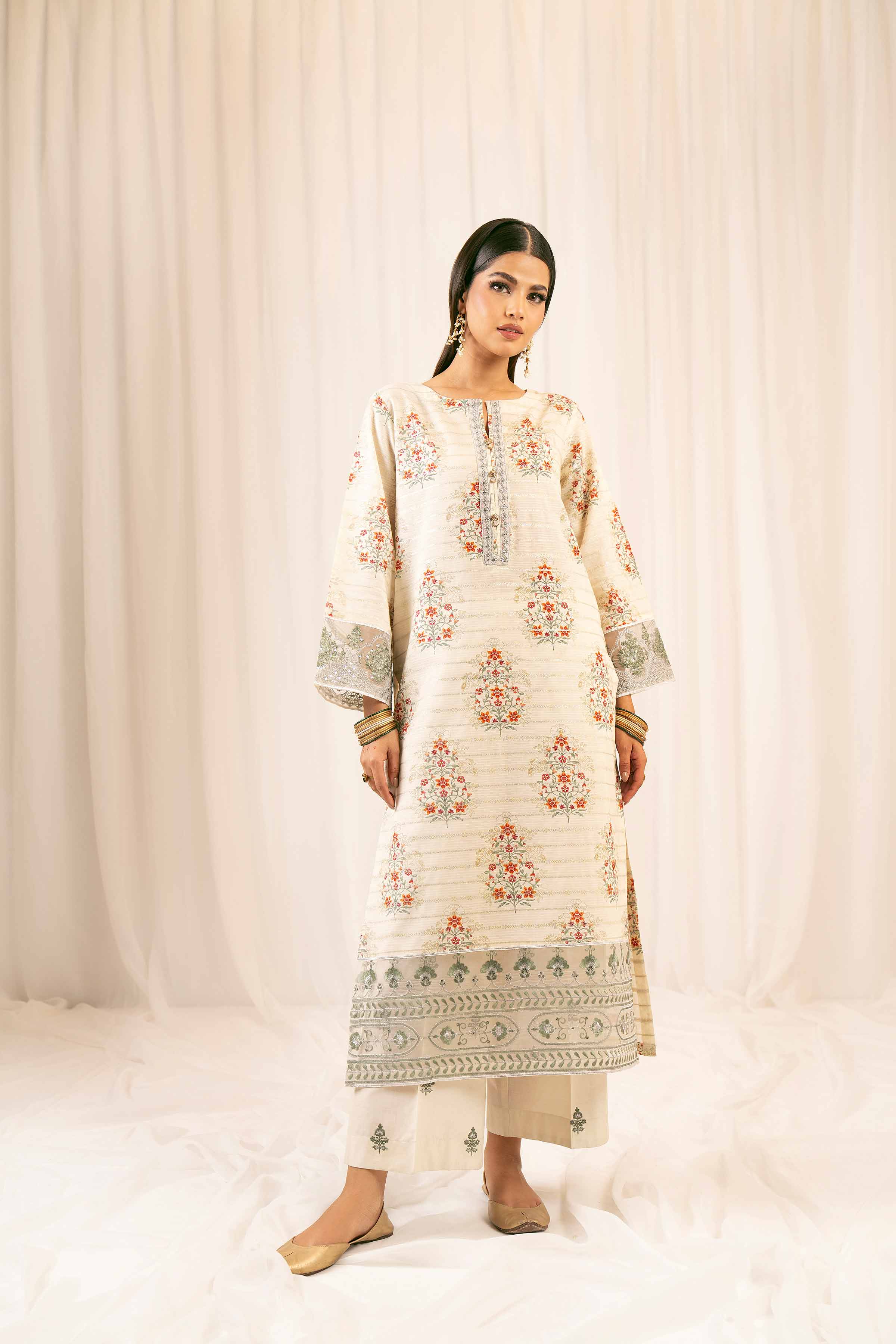 NishatUK - Beige Embroidered Jacquard 2-piece ready to wear Dress