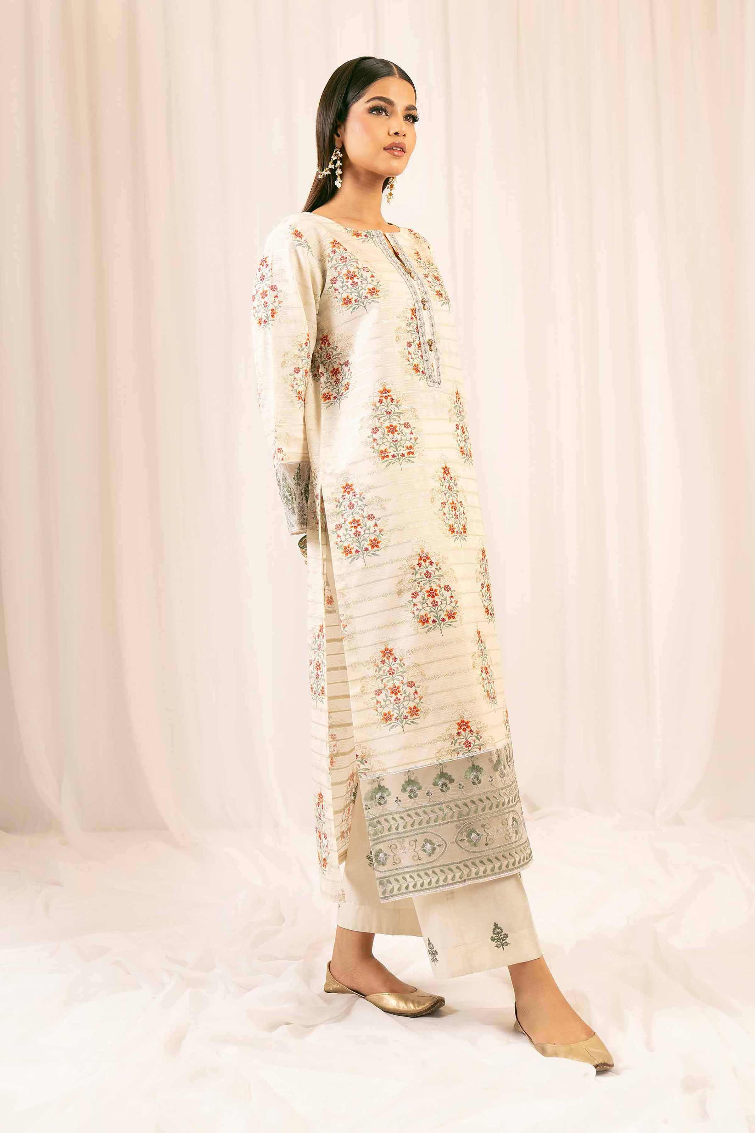 NishatUK - Beige Embroidered Jacquard 2-piece ready to wear Dress