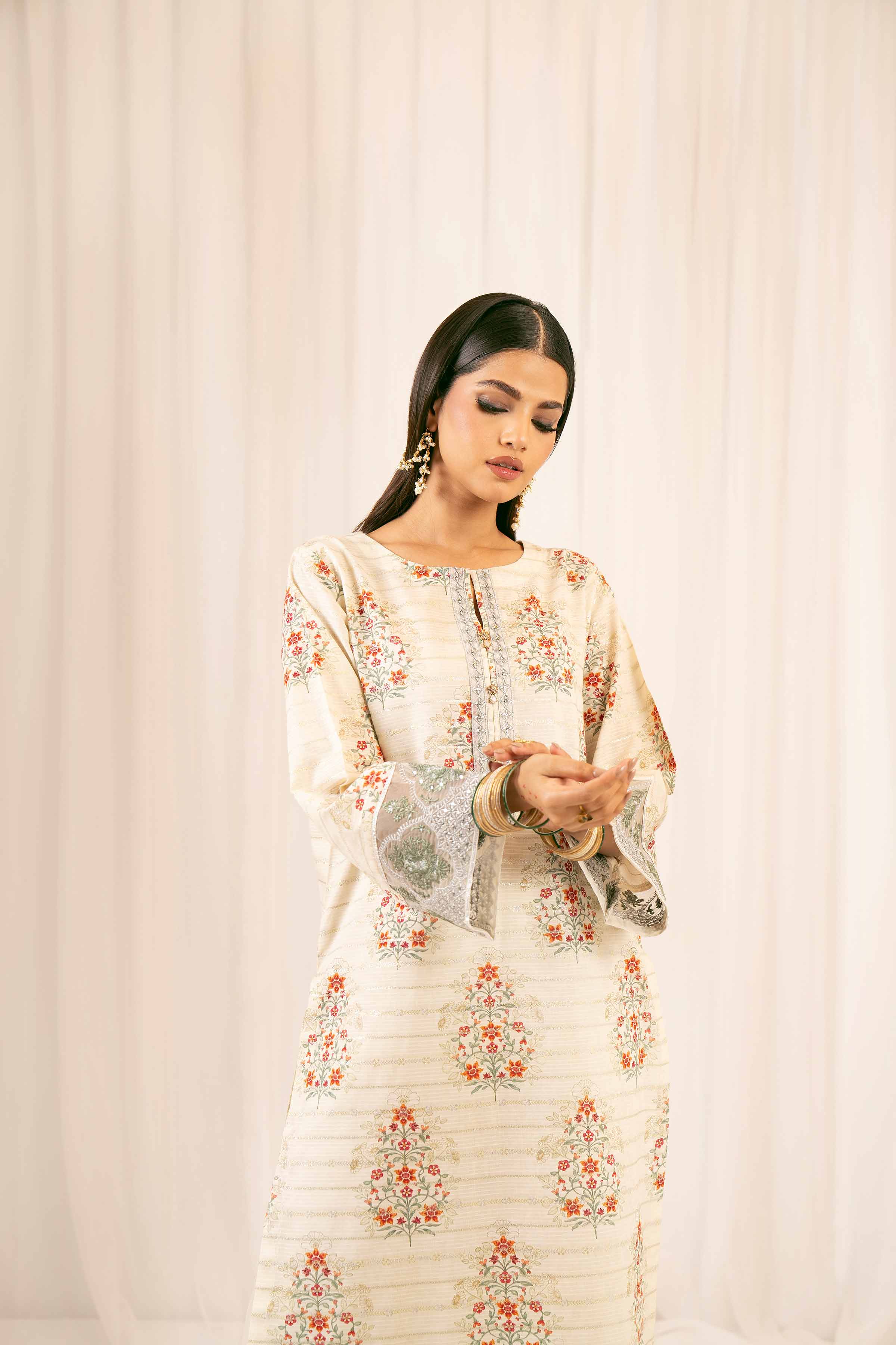 NishatUK - Beige Embroidered Jacquard 2-piece ready to wear Dress