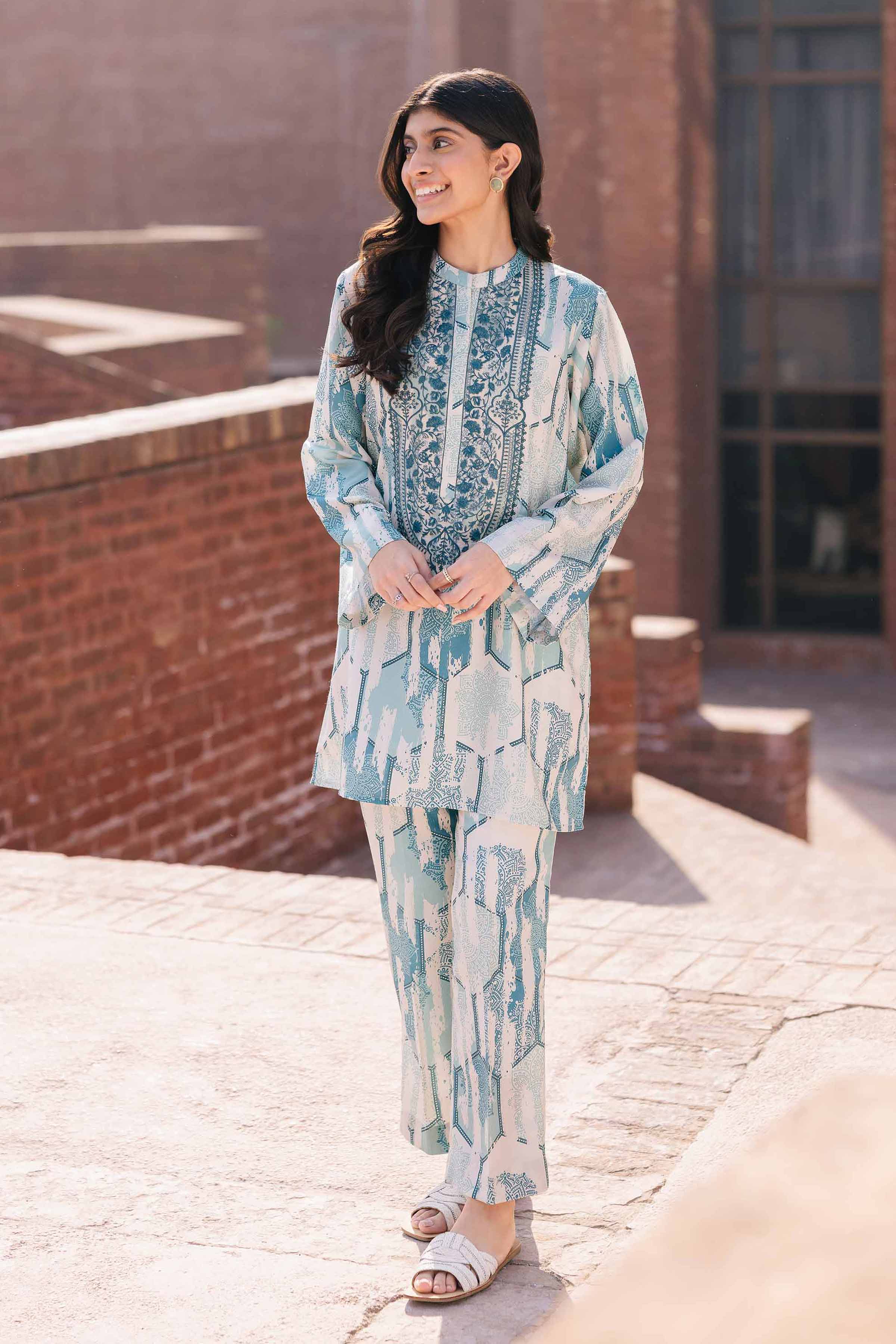 NishatUK - Green Embroidered  Crepe 2-piece ready to wear Dress