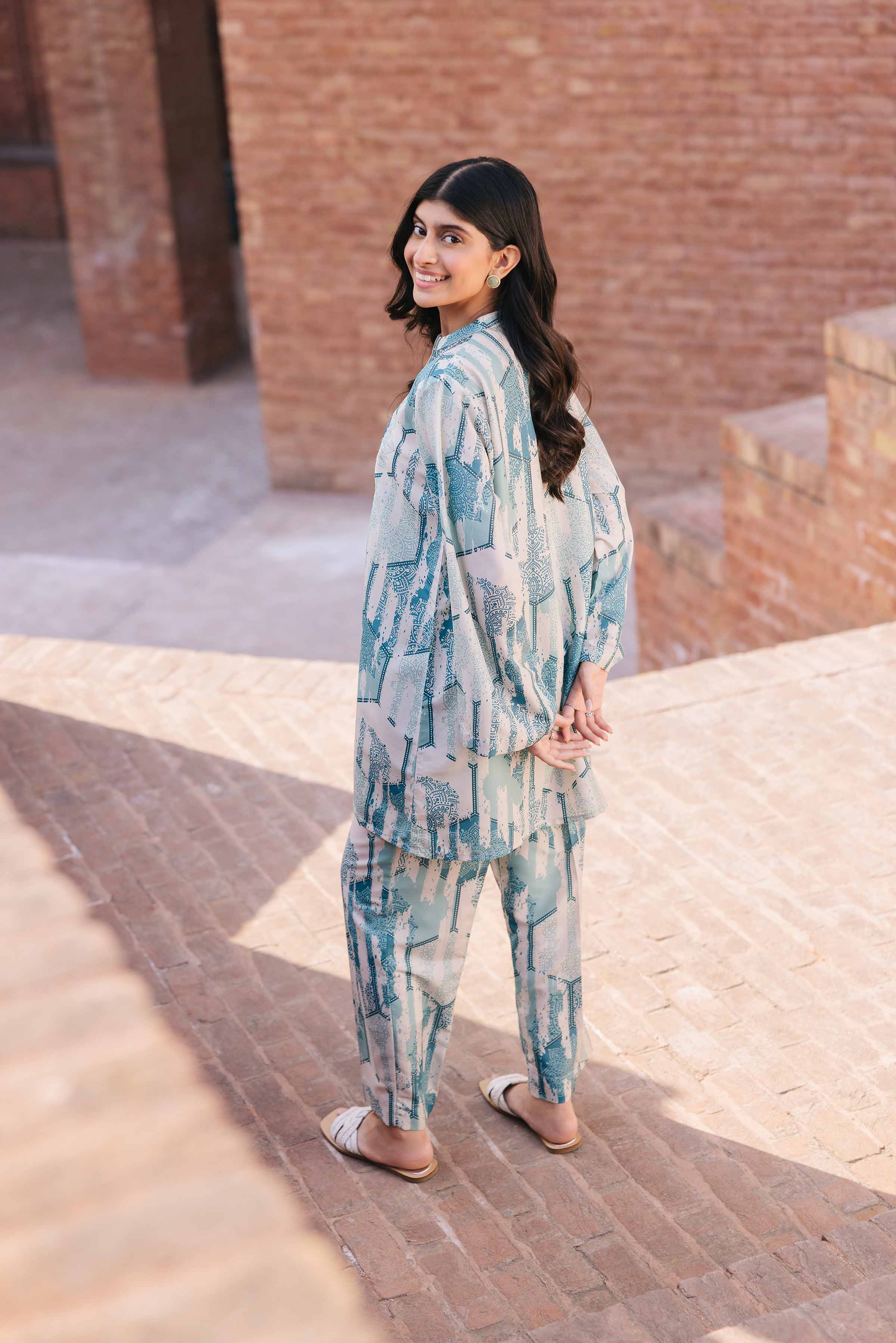 NishatUK - Green Embroidered  Crepe 2-piece ready to wear Dress
