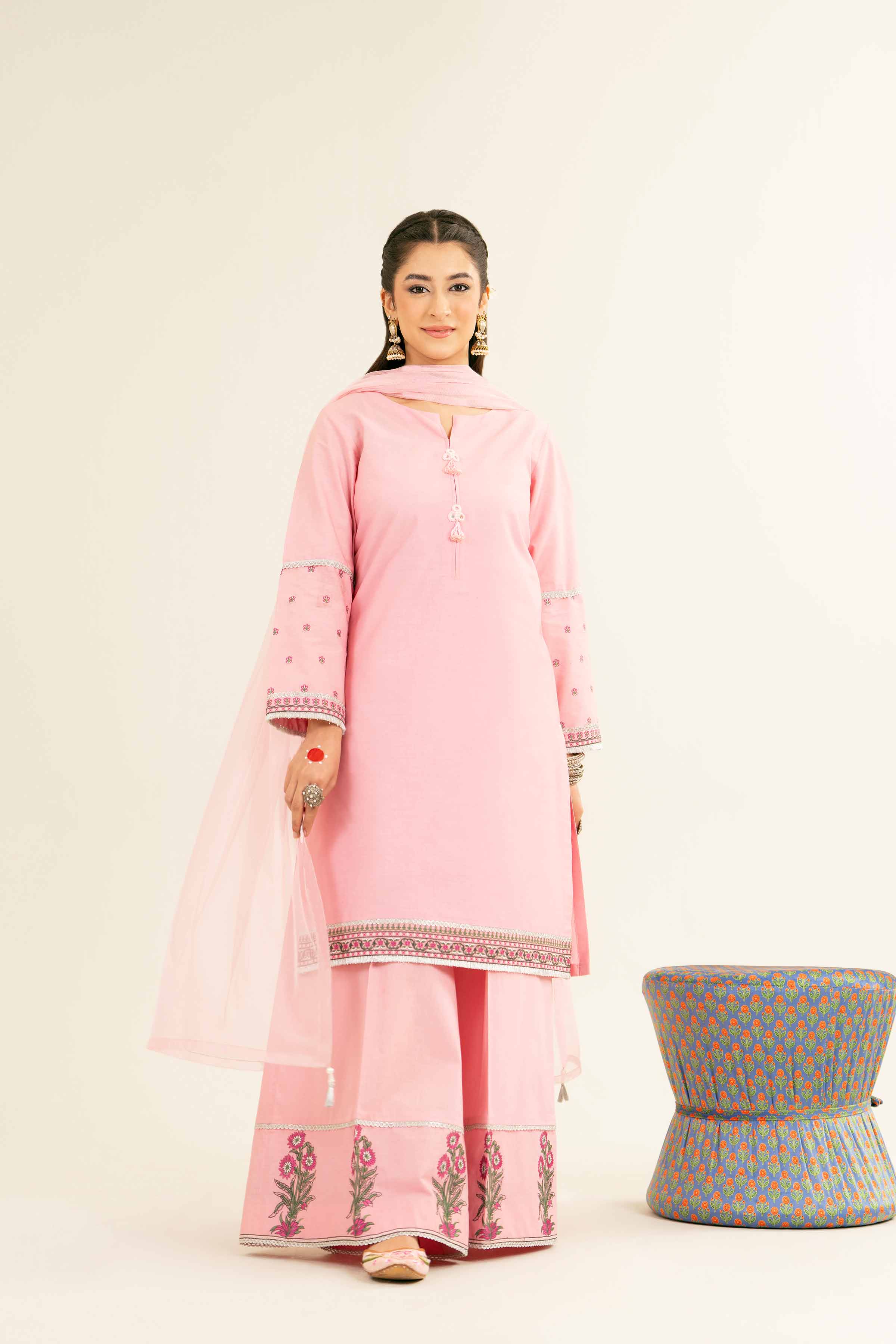 NishatUK - Brown Embroidered   Cambric 3-piece ready to wear Suit