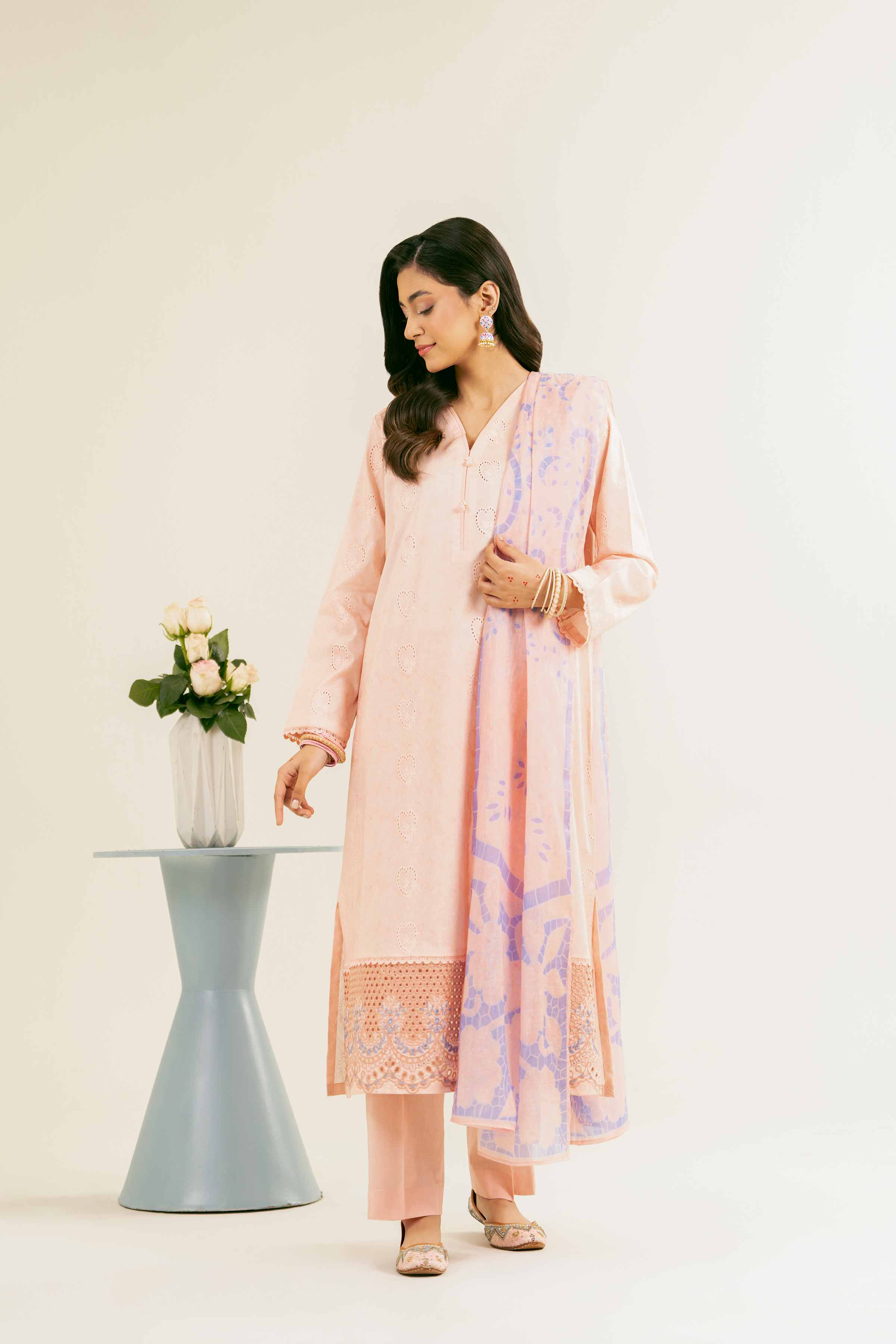 NishatUK - Brown Embroidered   Chicken Kari 3-piece ready to wear Suit